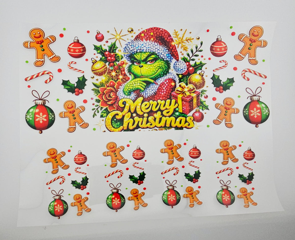 UVDTF Grinchy Gingerbread Man 40oz Wrap