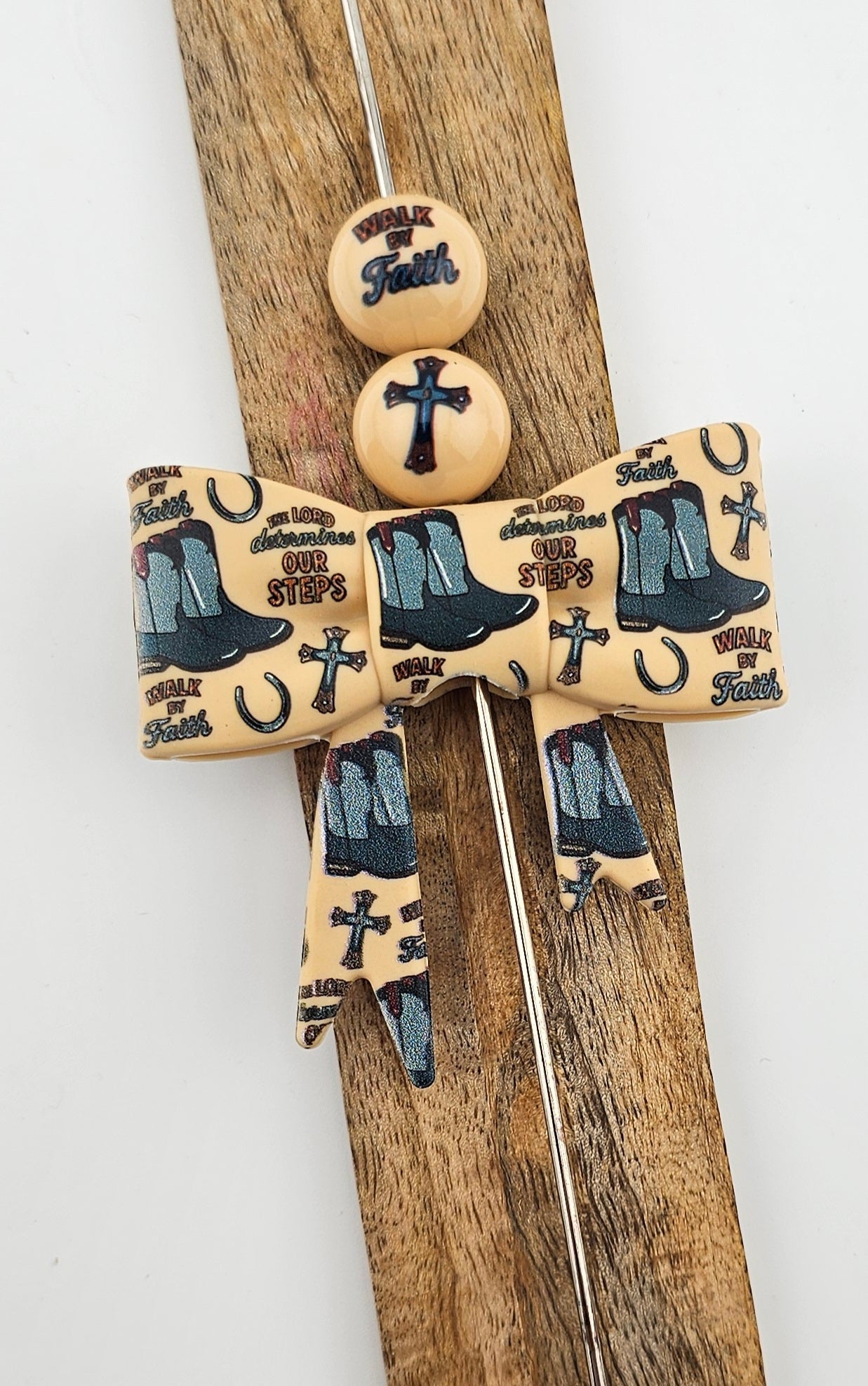 Large Bow Focal & 15mm (Double-sided) Print Walk By Faith *Custom*