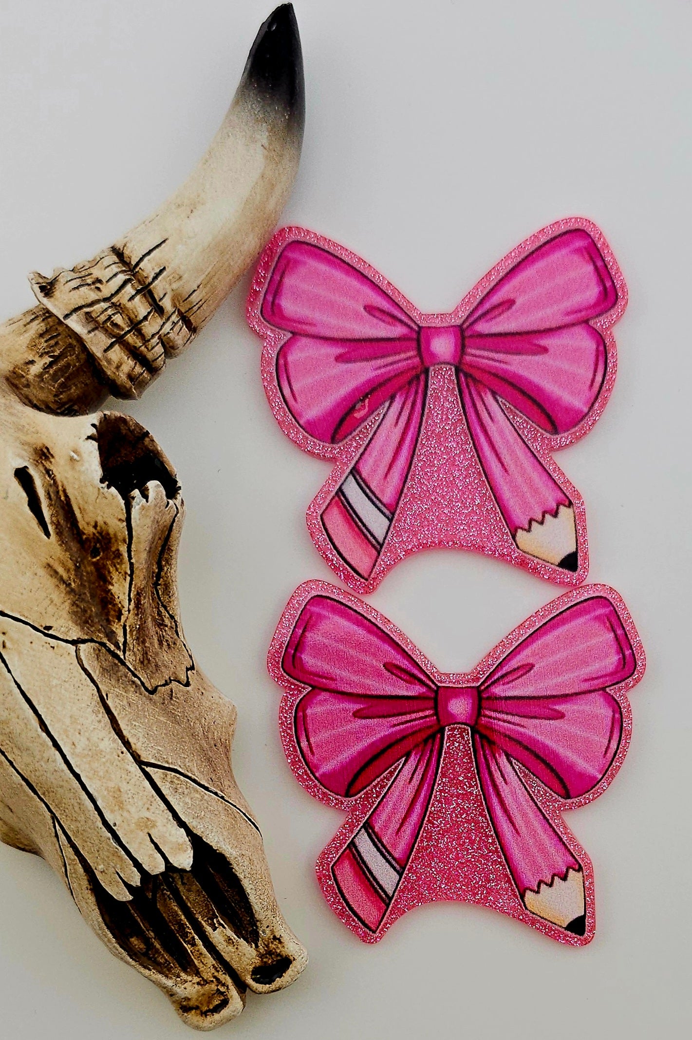 Flatback Pink Pencil Bow 227