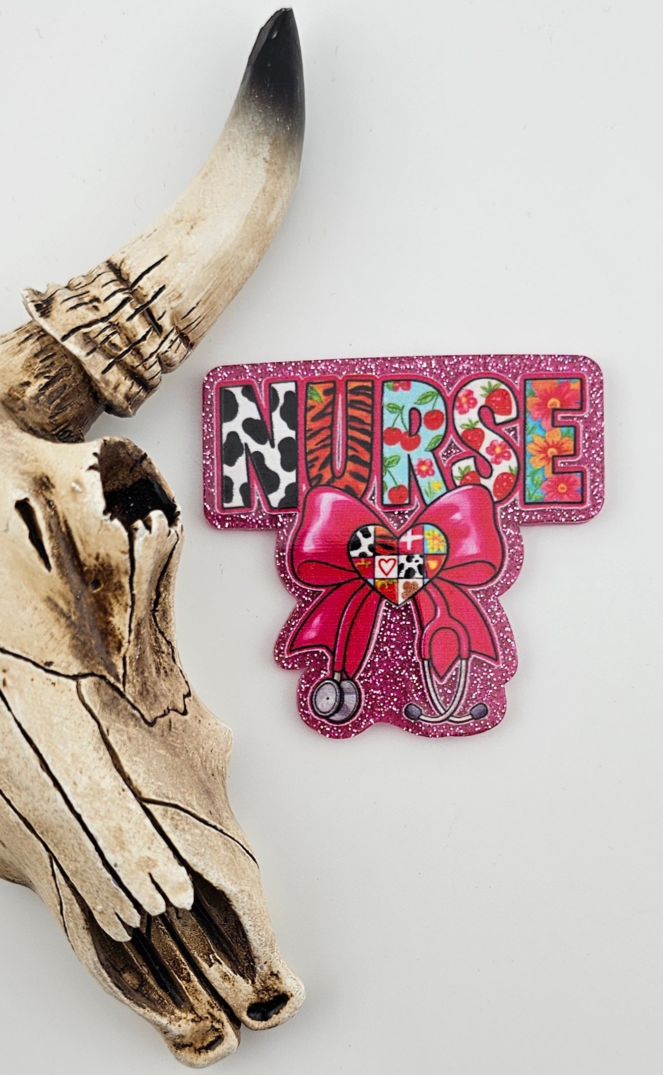 Flatback Nurse Bow Stethoscope Heart 536