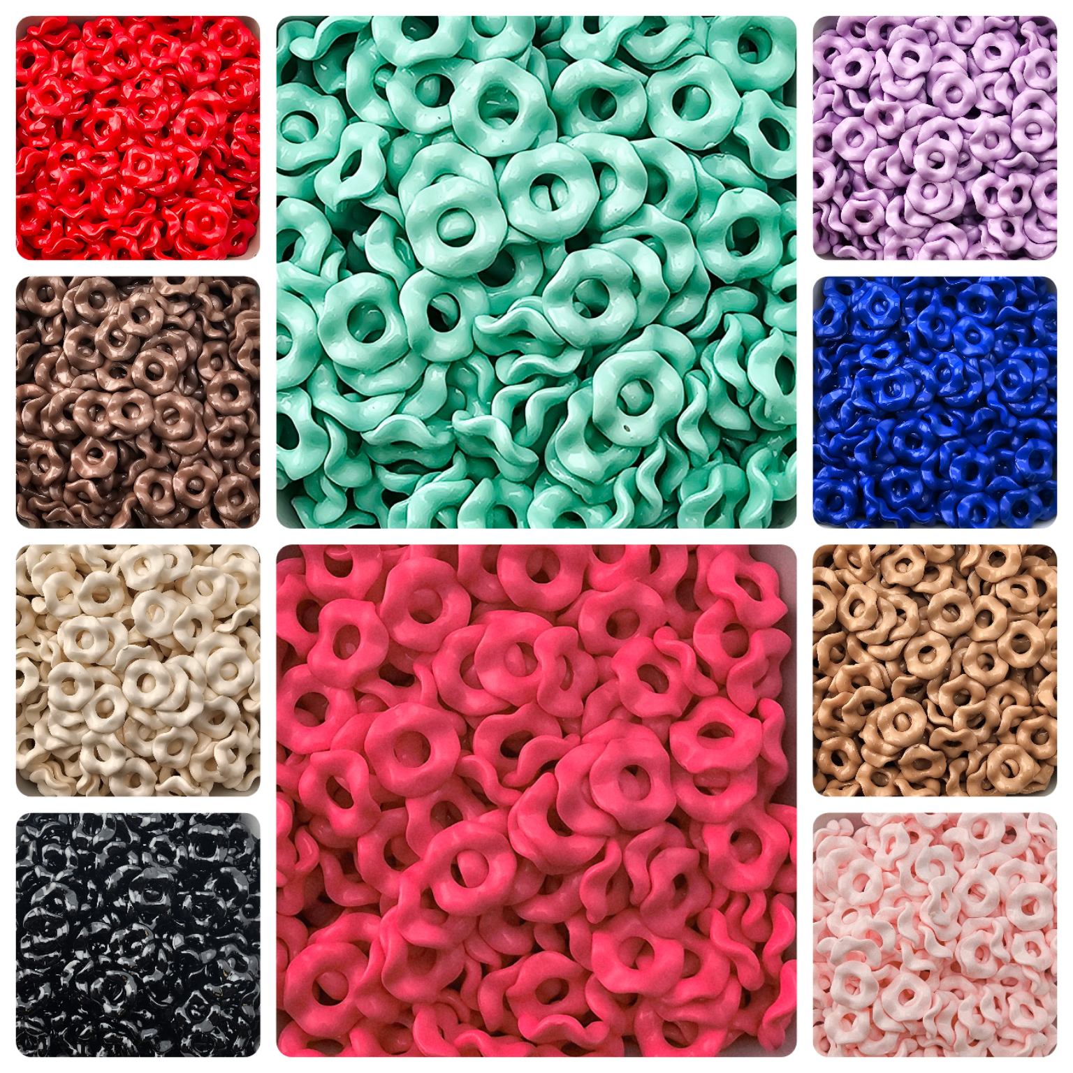 Wavey Acrylic Spacers 13mm (10ct) Large Hole