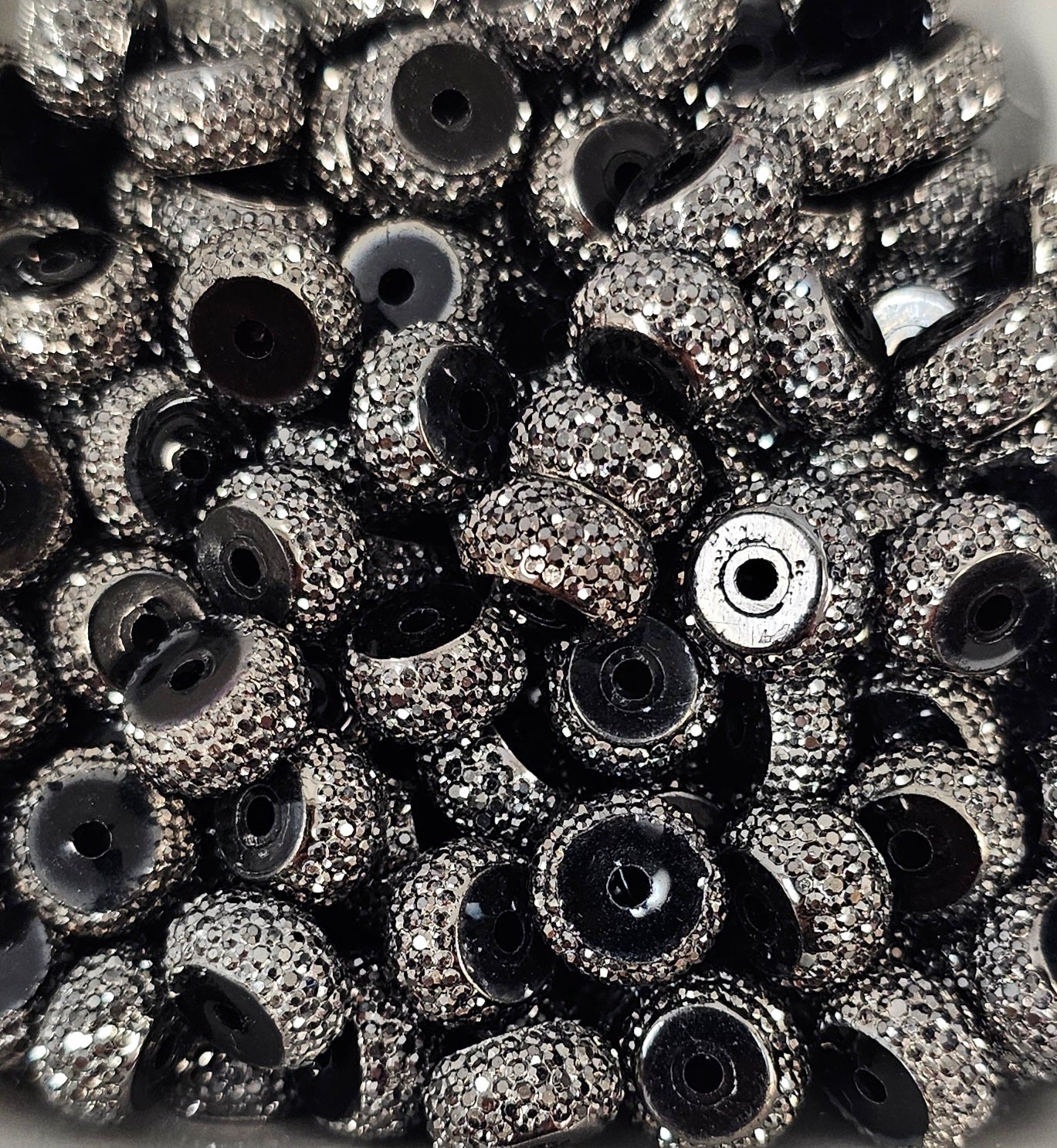 Resin Rhinestone Spacer 12mm Gun Metal