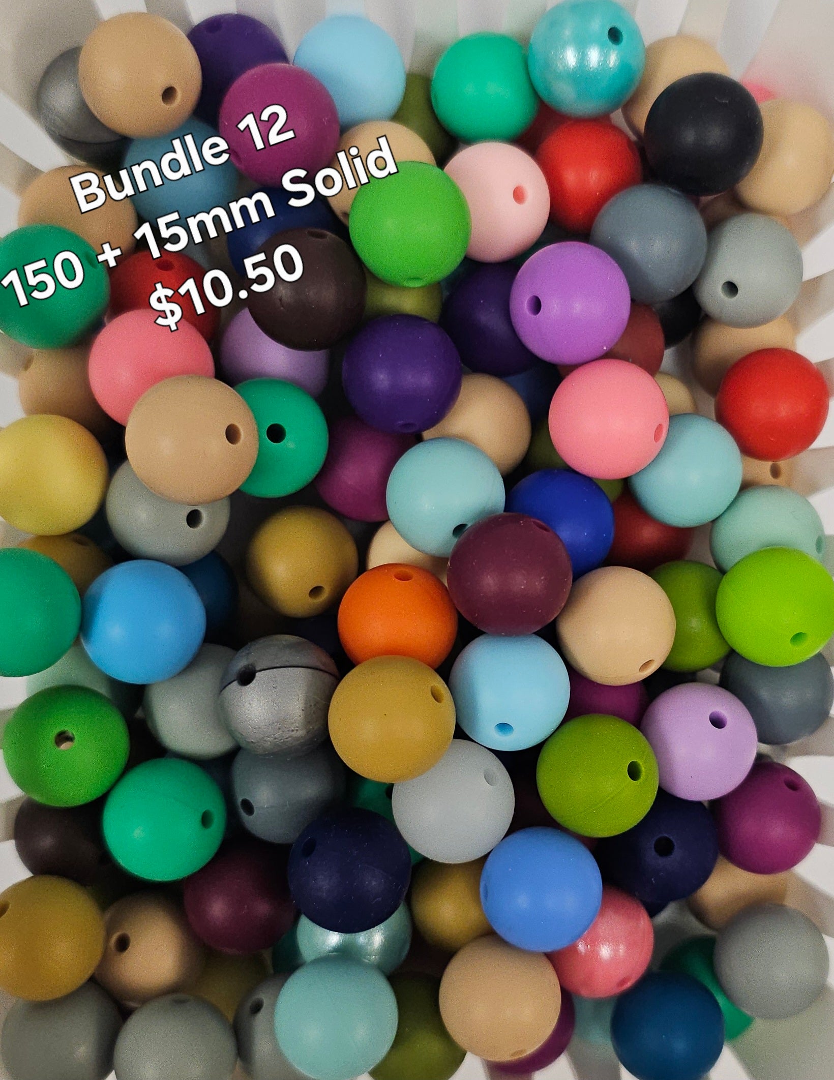Bundle Deal 12 - 150 + 15mm Solid Beads