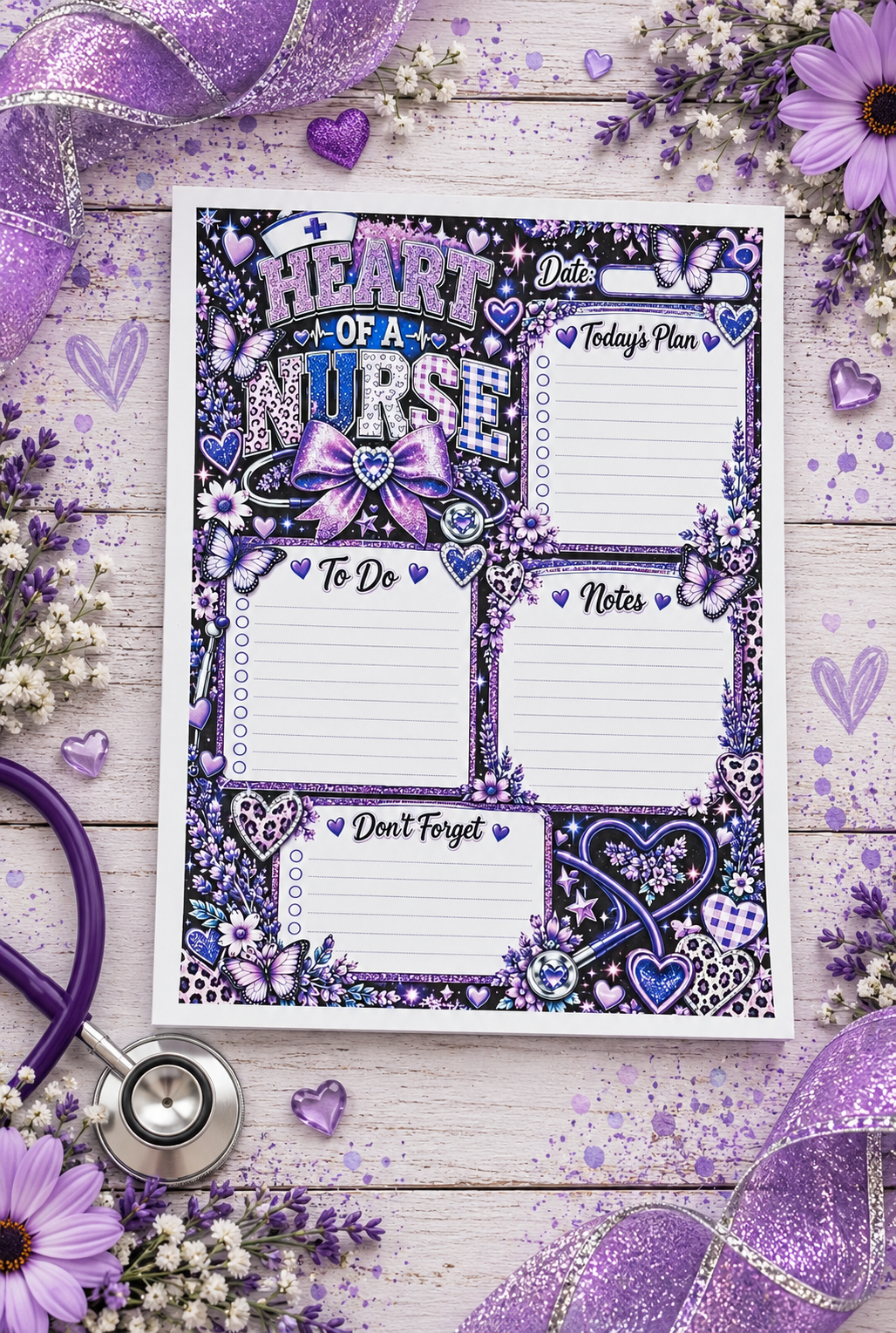 Heart of a Nurse Daily Planner Notepad