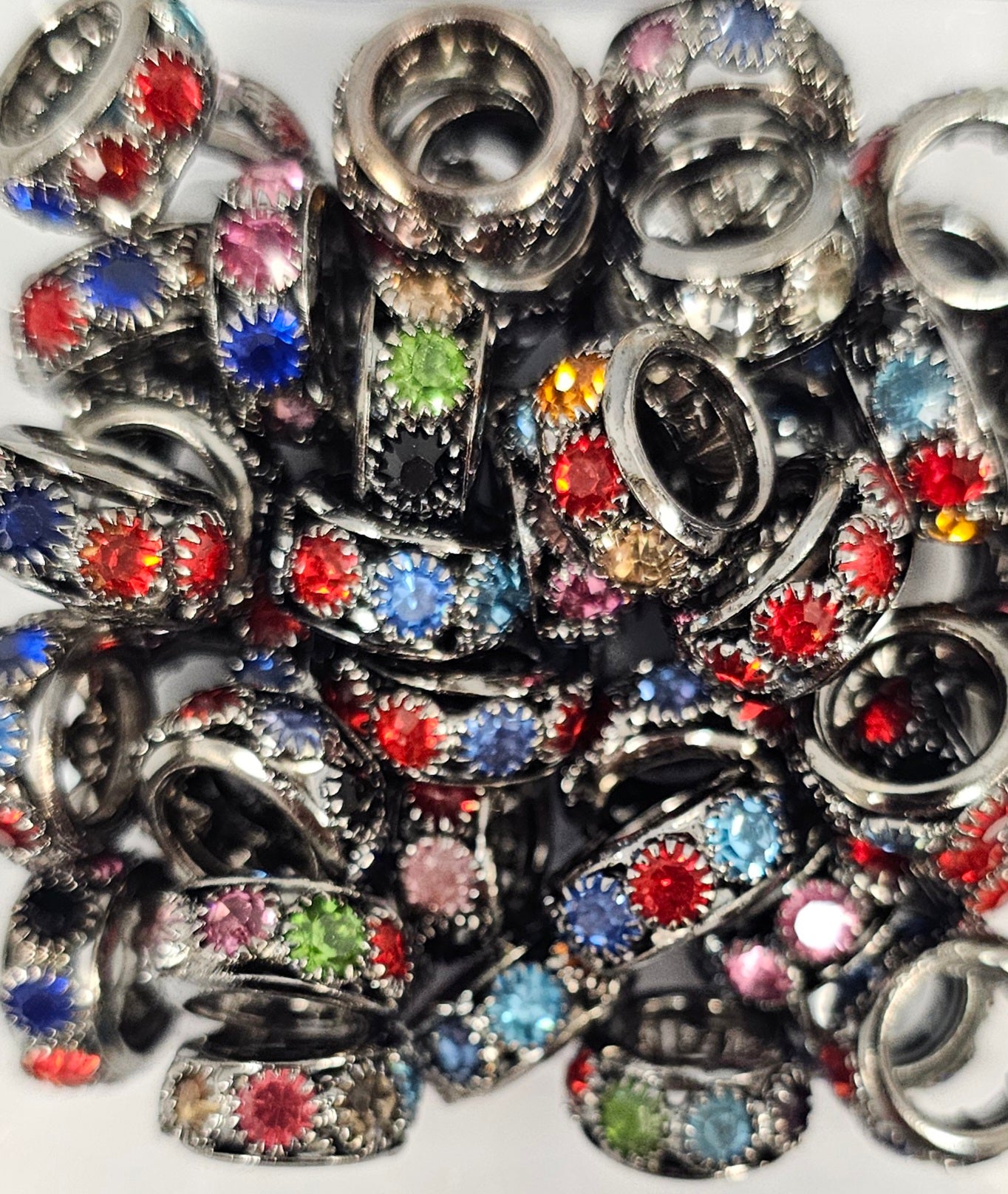 13mm Premium Rhinestone Gun Metal Multicolor Spacer