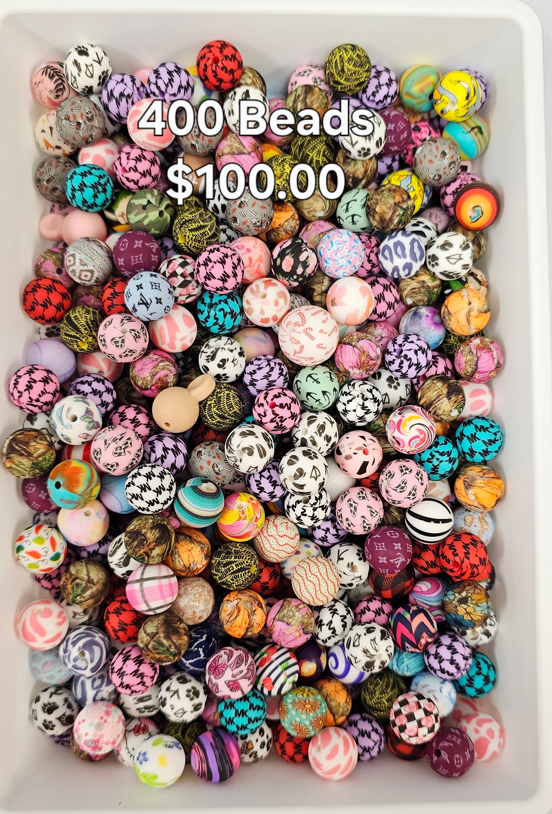 Bundle Deal 400 Printed 15mm Beads