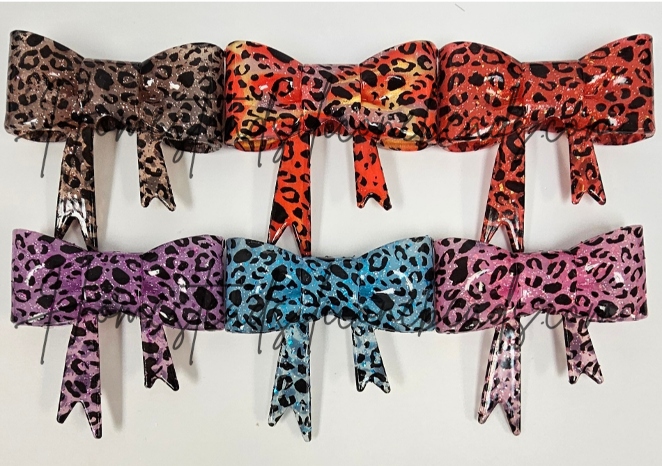 Straw Topper Bow Focal 2in1 - Cheetah Glitter Glossy