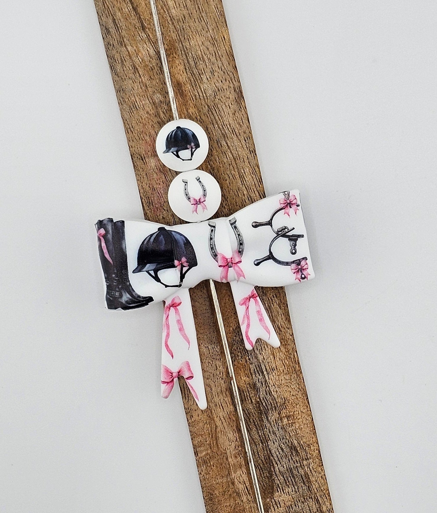 Large Bow Focal & 15mm Print English Equestrian Dreams *Custom*