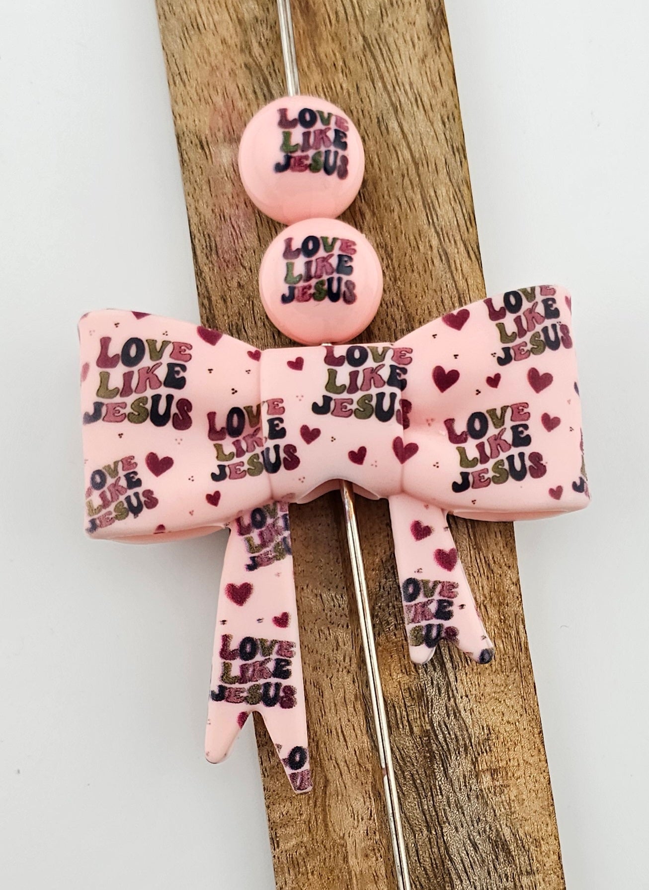 Large Bow Focal & 15mm Print Love Like Jesus *Custom*