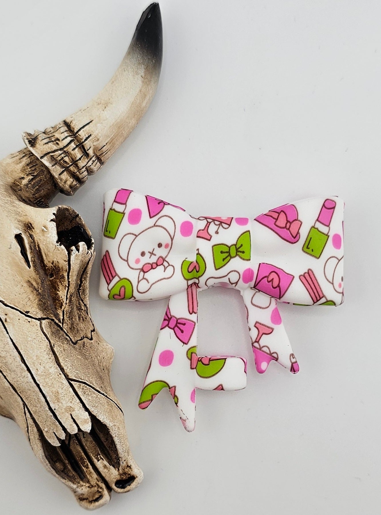 Straw Topper Bow Teddy Bear Love