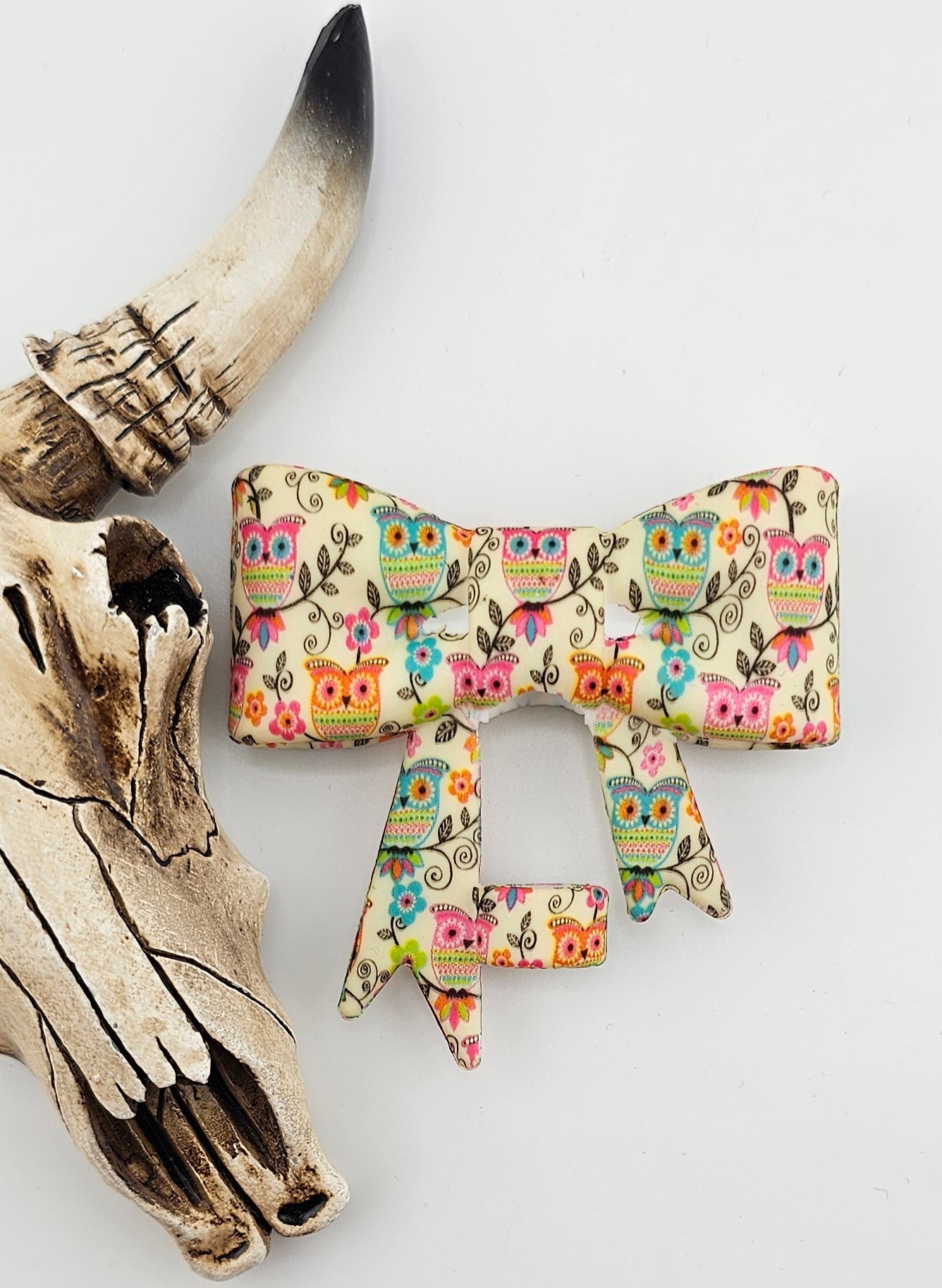 Straw Topper Bow Owl Art