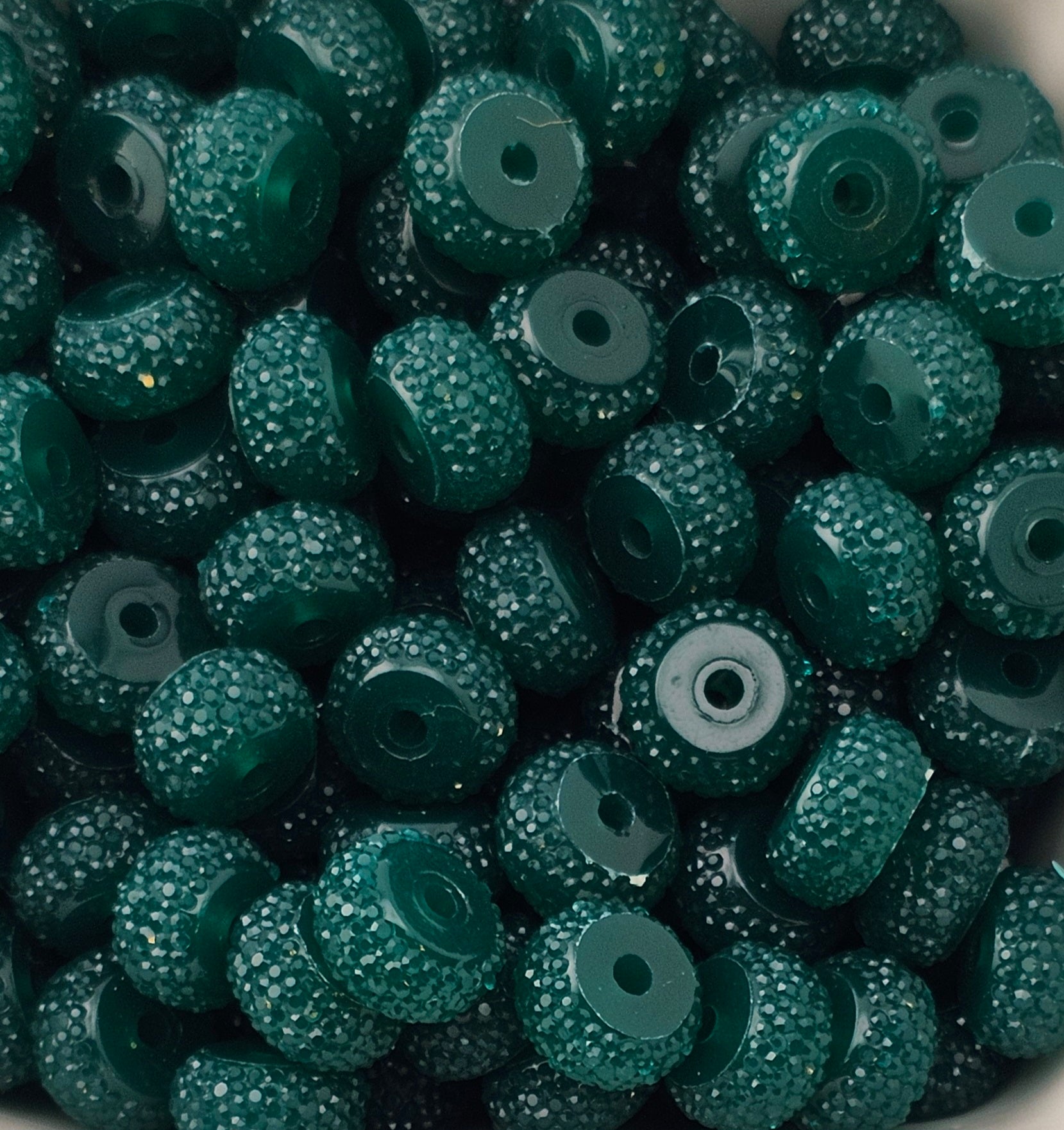 Resin Rhinestone Spacer 12mm Deep Green #16