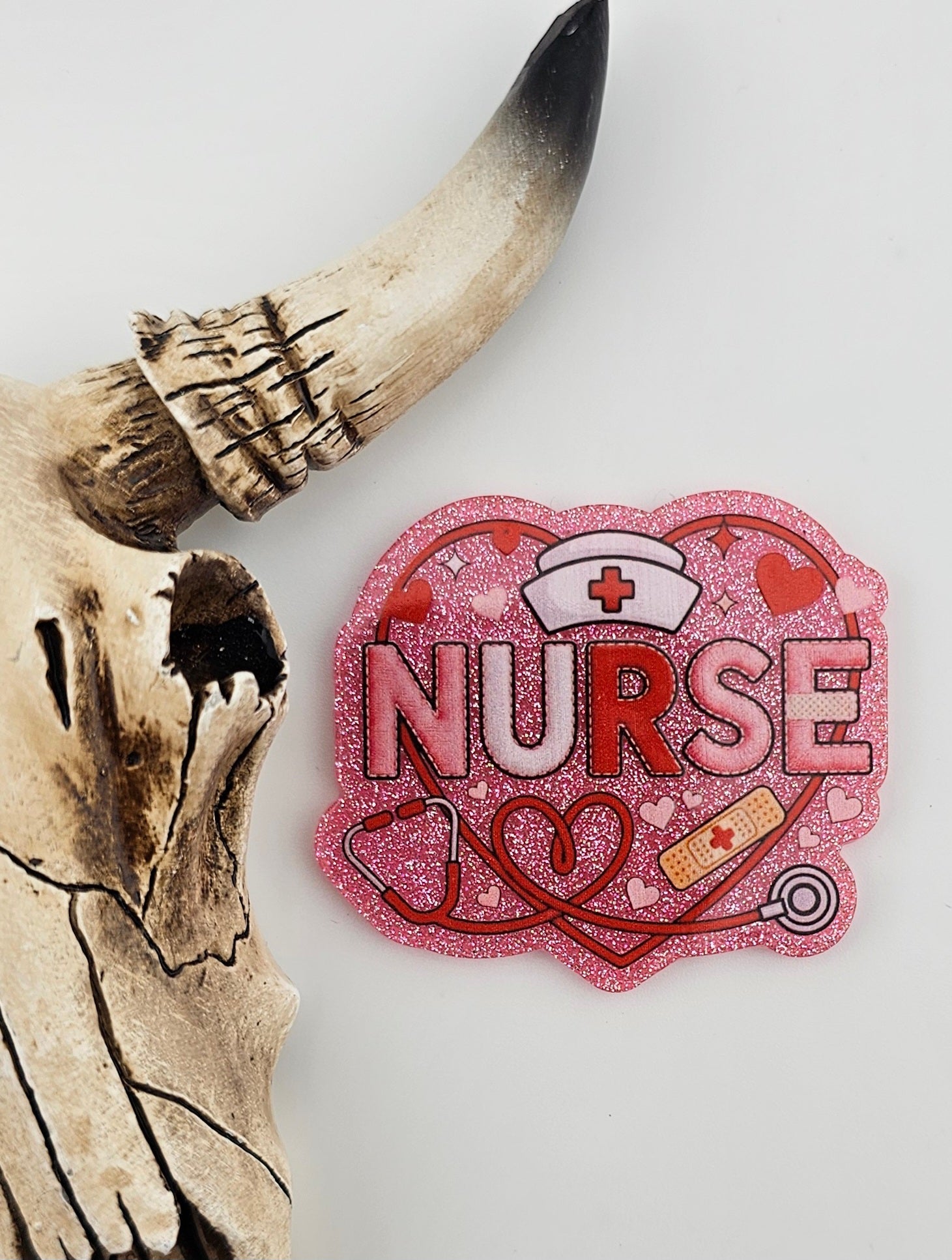 Flatback Pink Glitter Nurse 183