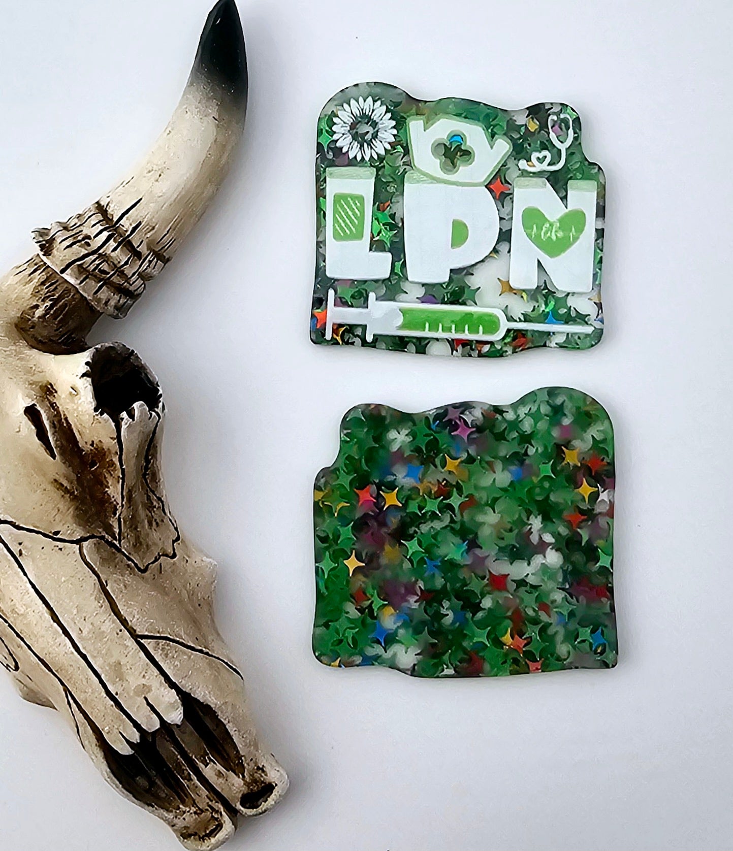 Flatback LPN Life Green Glitter 248