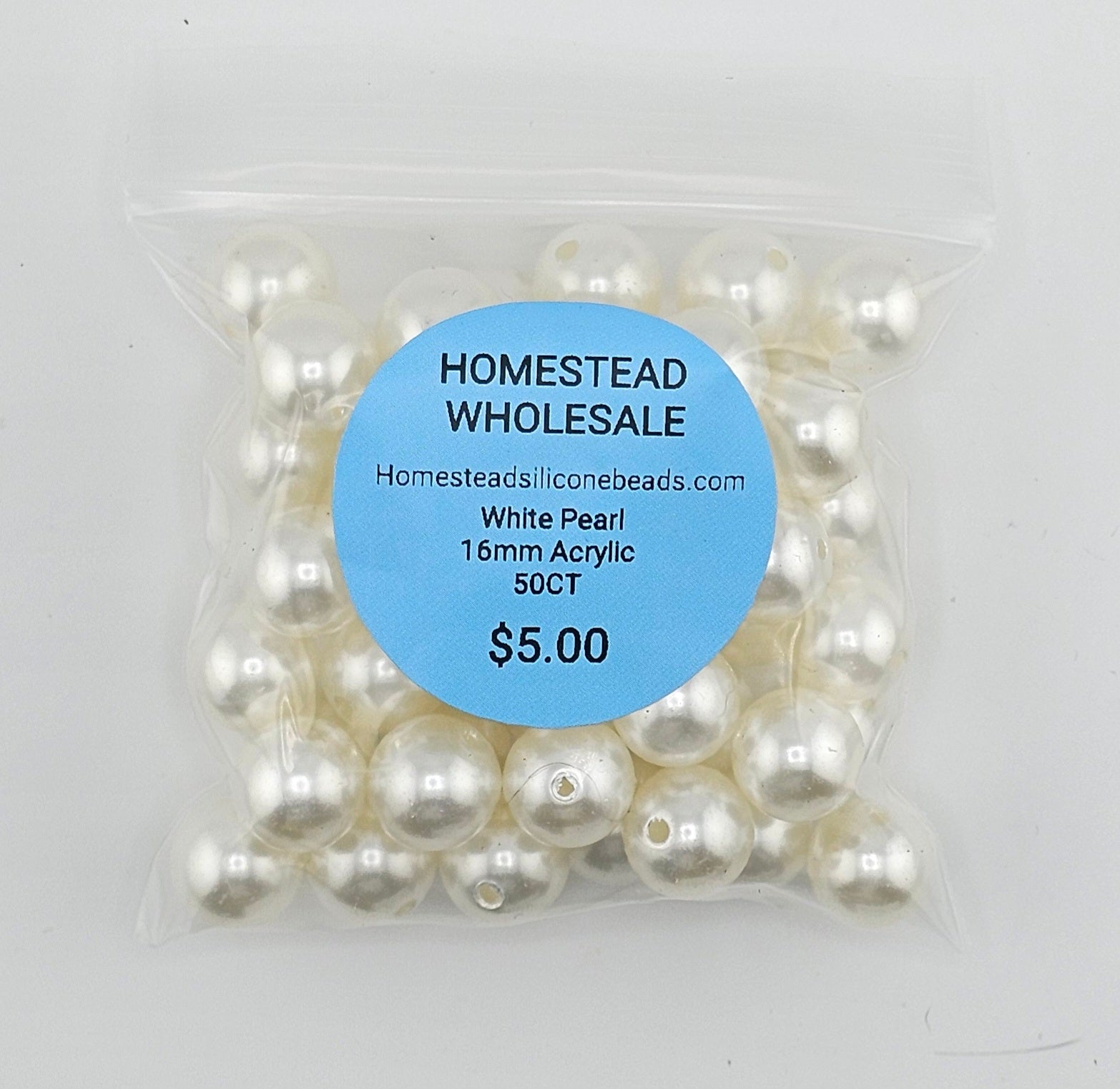 White Pearl Acrylic 16mm 50CT