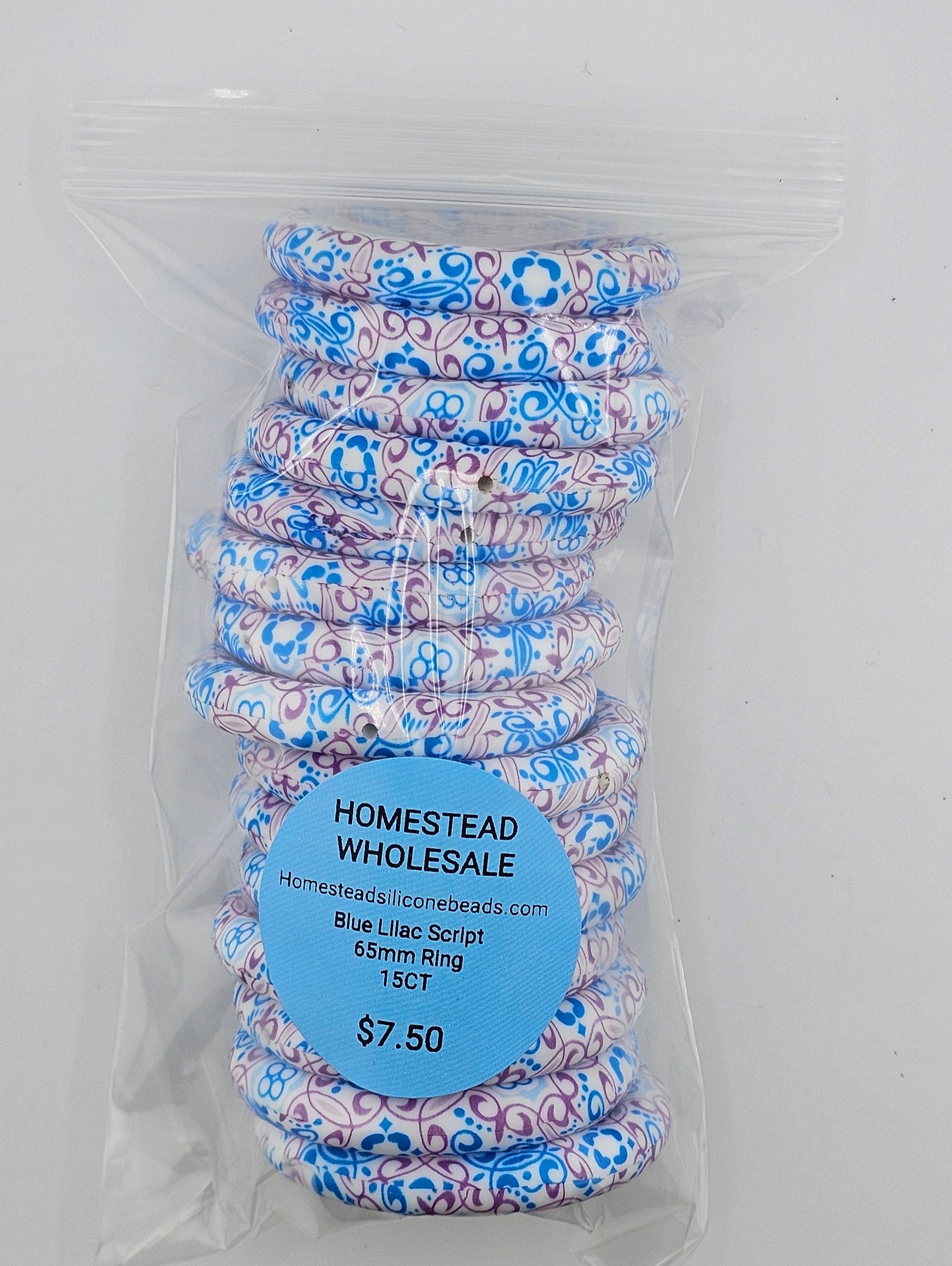 65mm Ring Blue Lilac Script 15CT