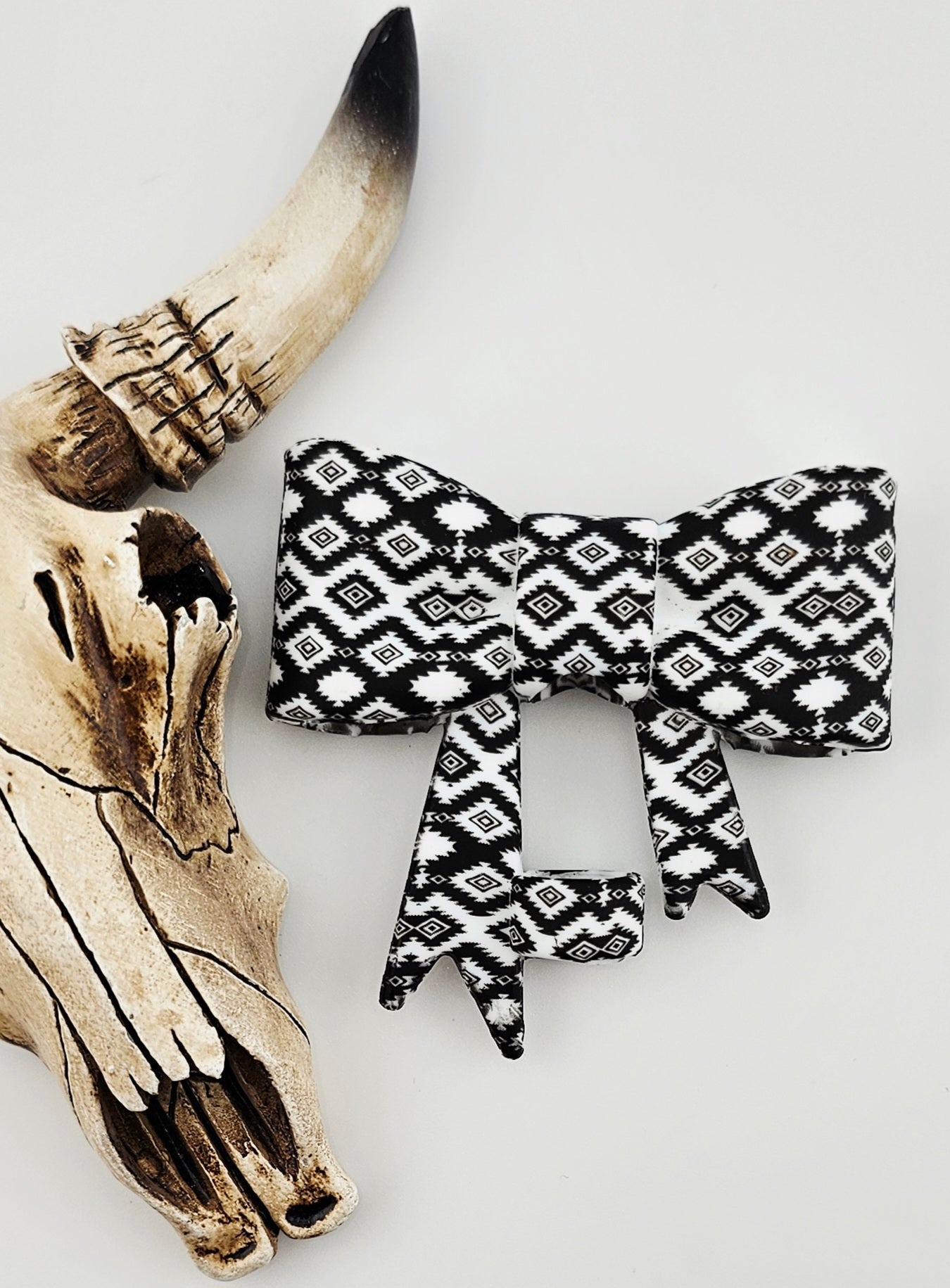 Straw Topper Bow Midnight Aztec