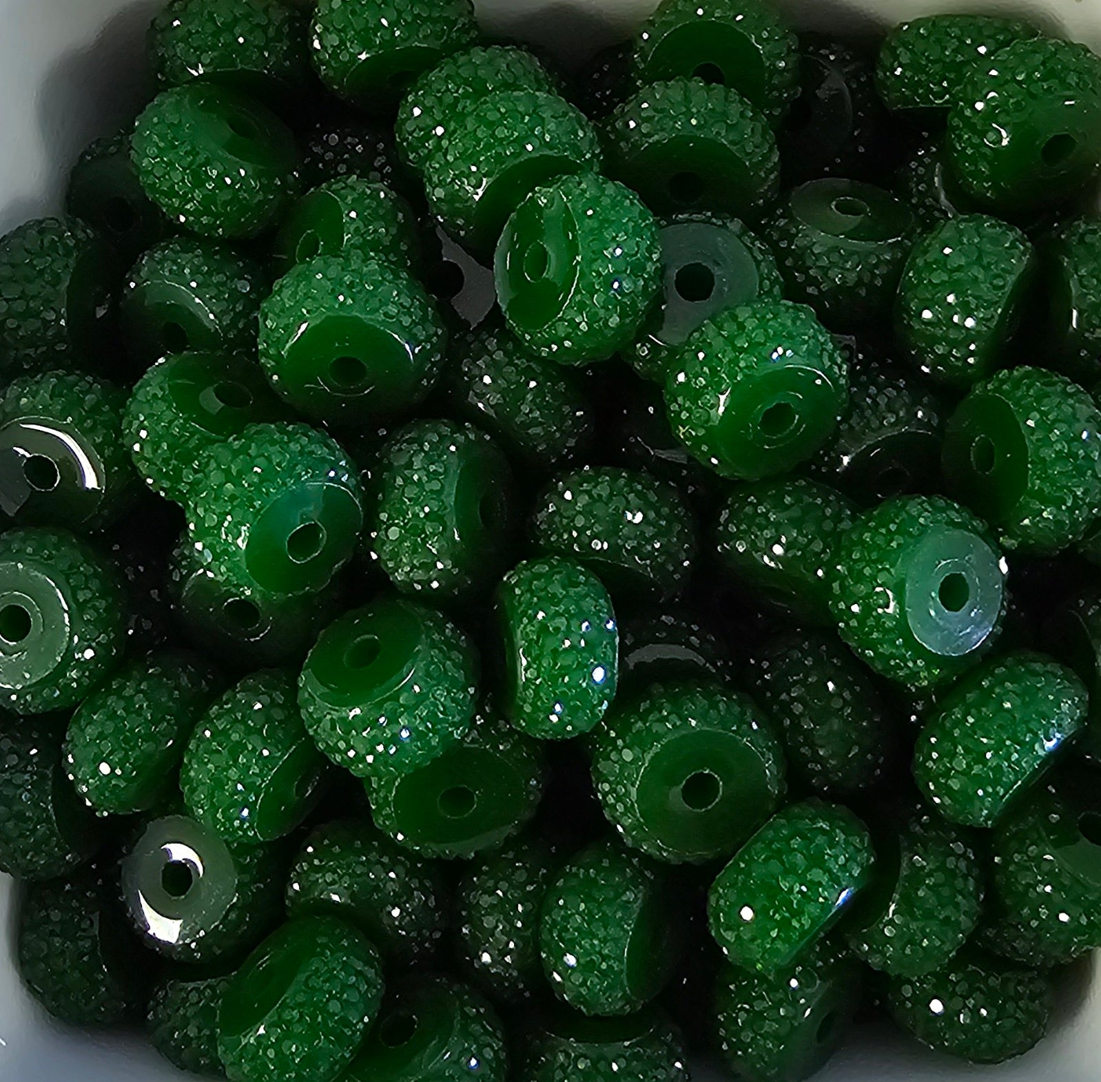 Resin Rhinestone Spacer 12mm Christmas Green #41