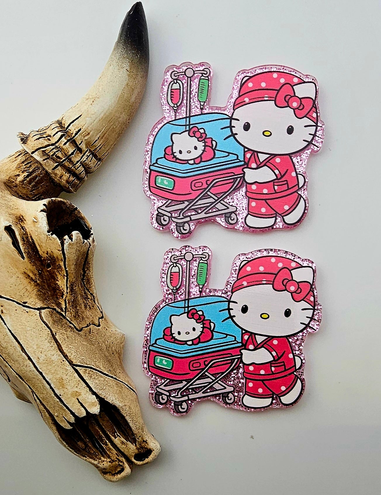 Flatback Pink Kitty Nurse pushing baby 240
