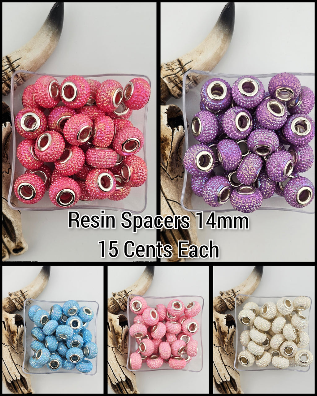 Resin Shimmer Spacer 14mm Large Hole