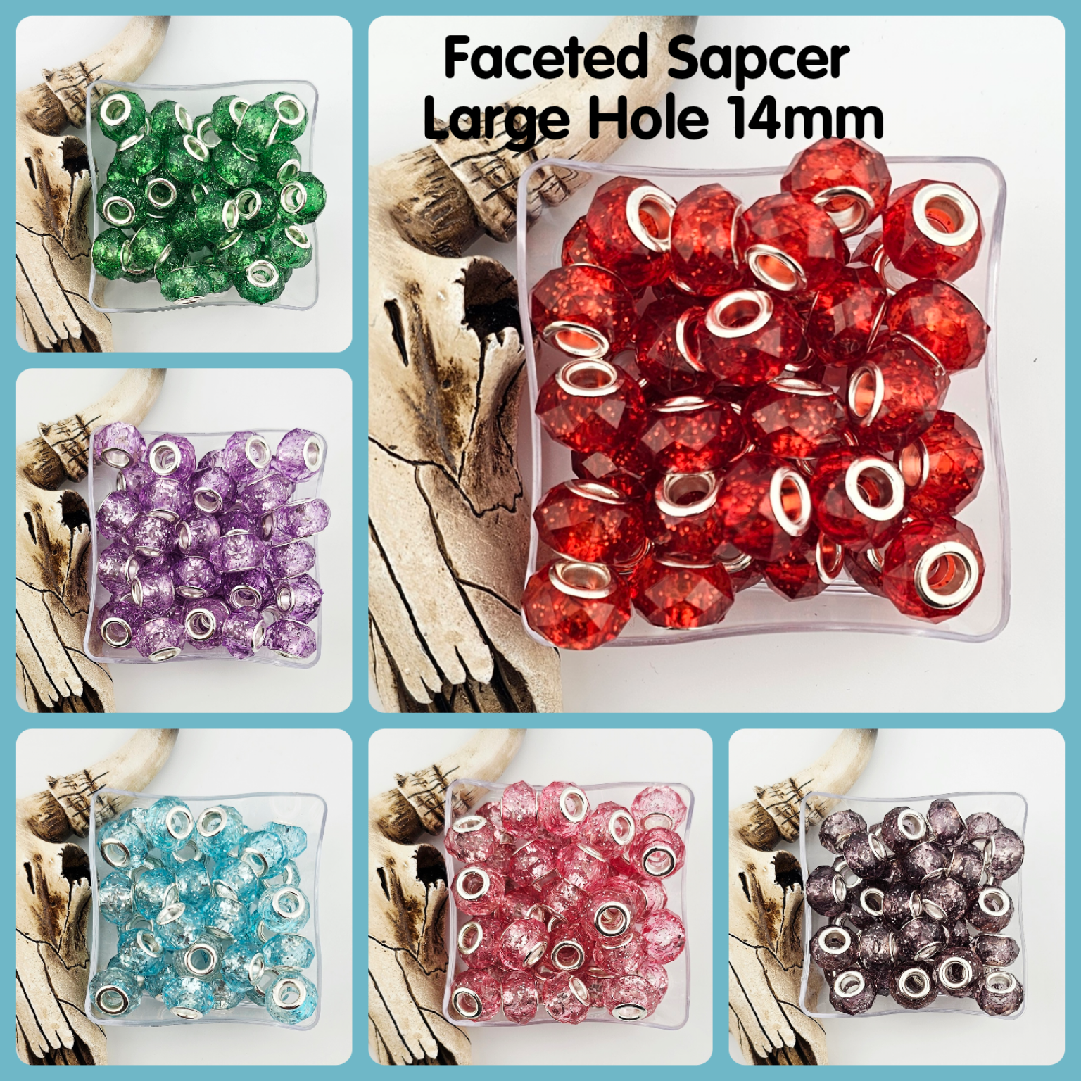 Faceted Spacer 14mm Large Hole