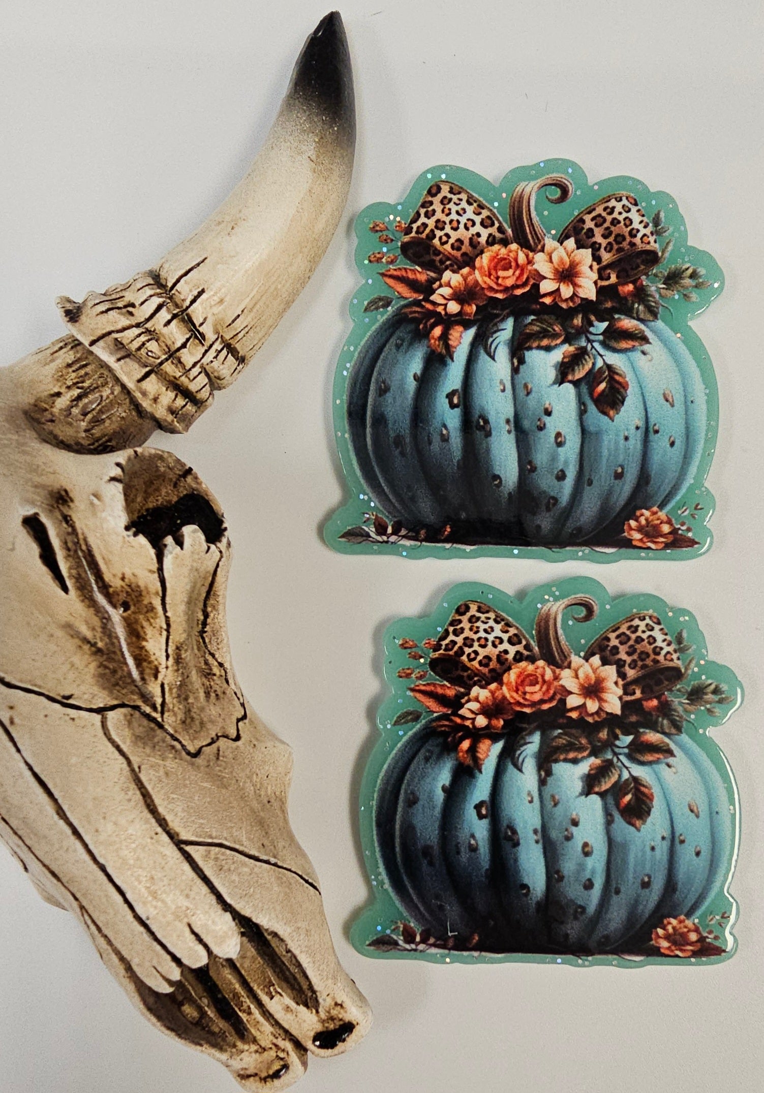 Flatback Turquoise Leopard Pumpkin 185