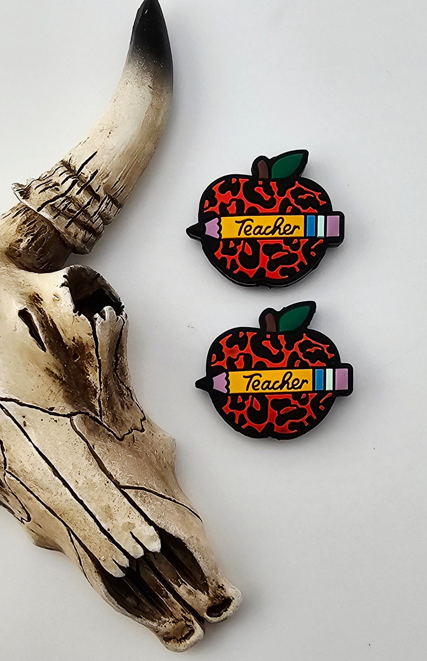 Red Leopard Apple Teacher Pencil Focal