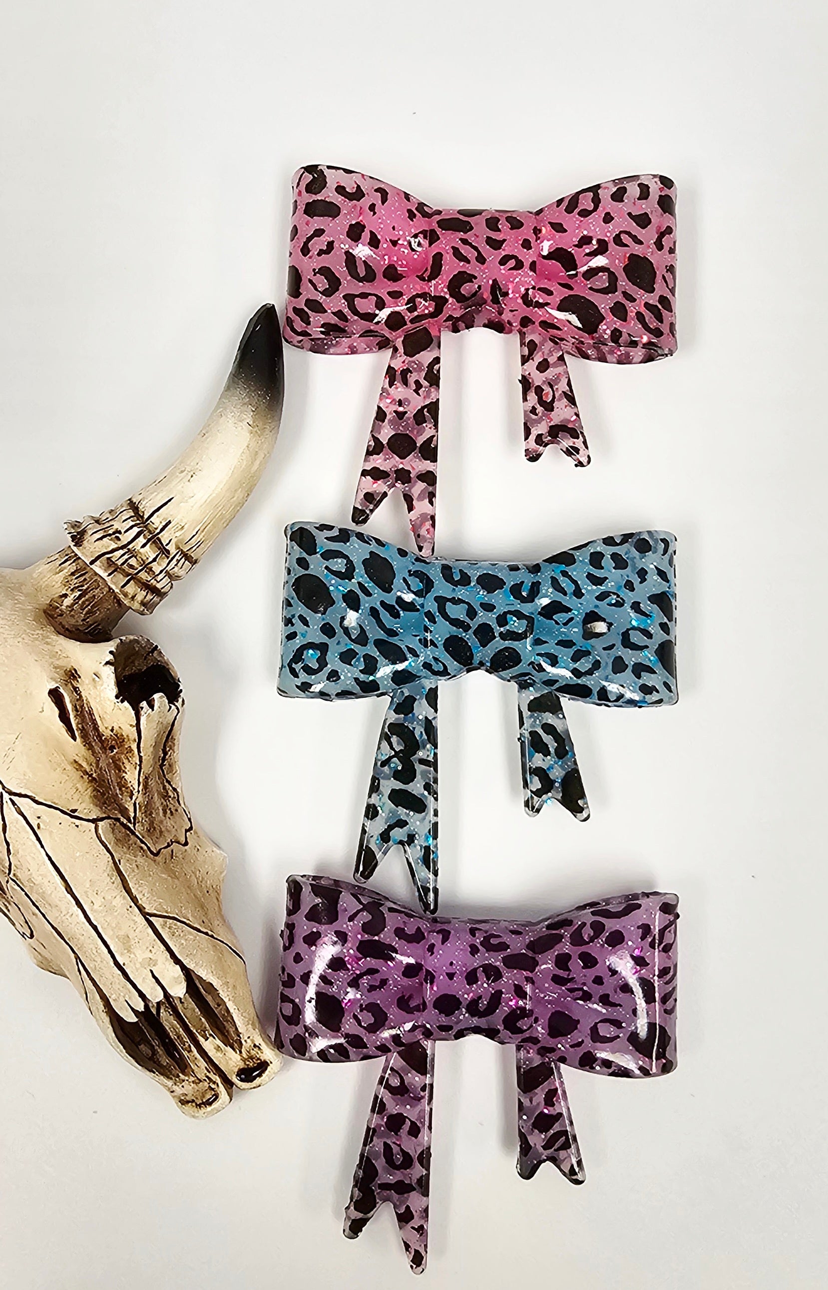 Straw Topper Bow Focal 2in1 - Cheetah Glitter Glossy