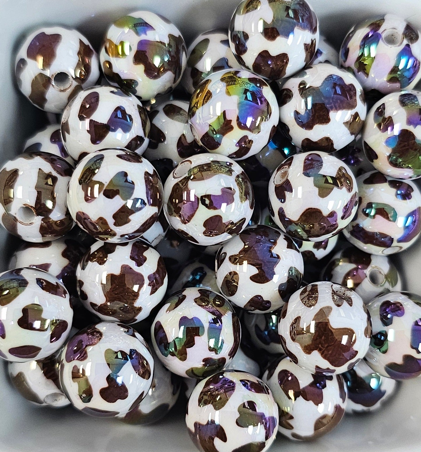 Dark Brown Cow Print 16mm Acrylic