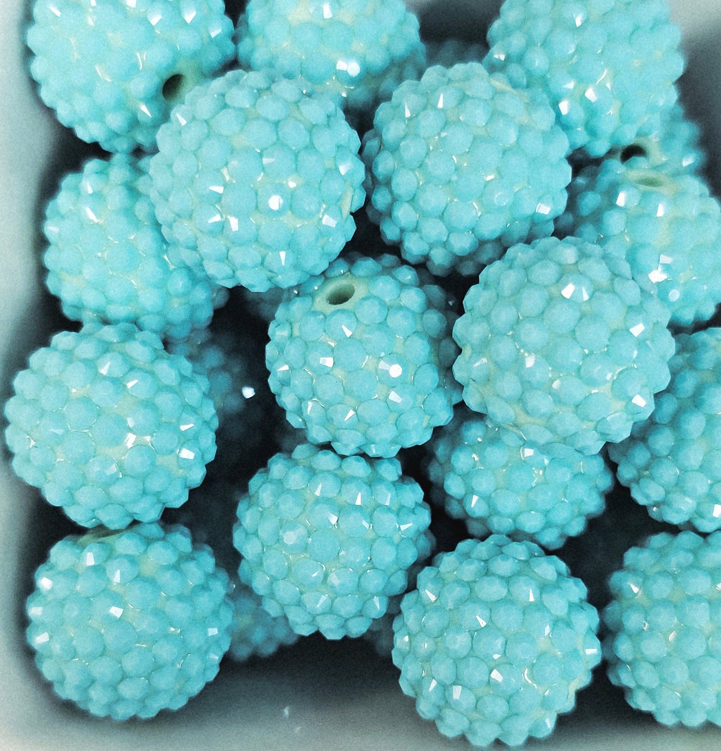 Rhinestone 20mm Light Turquoise Jelly Acrylic