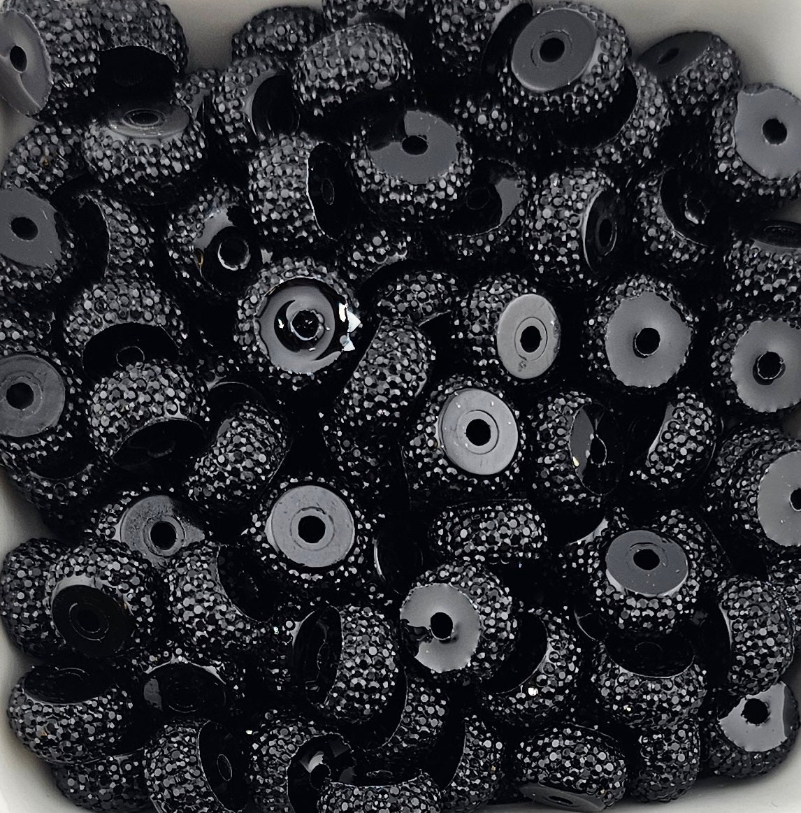 Resin Rhinestone Spacer 12mm Black #48