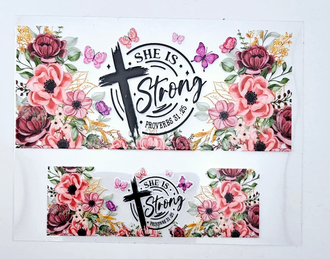 Mini Tumbler Wrap UV DTF She Is Strong 16