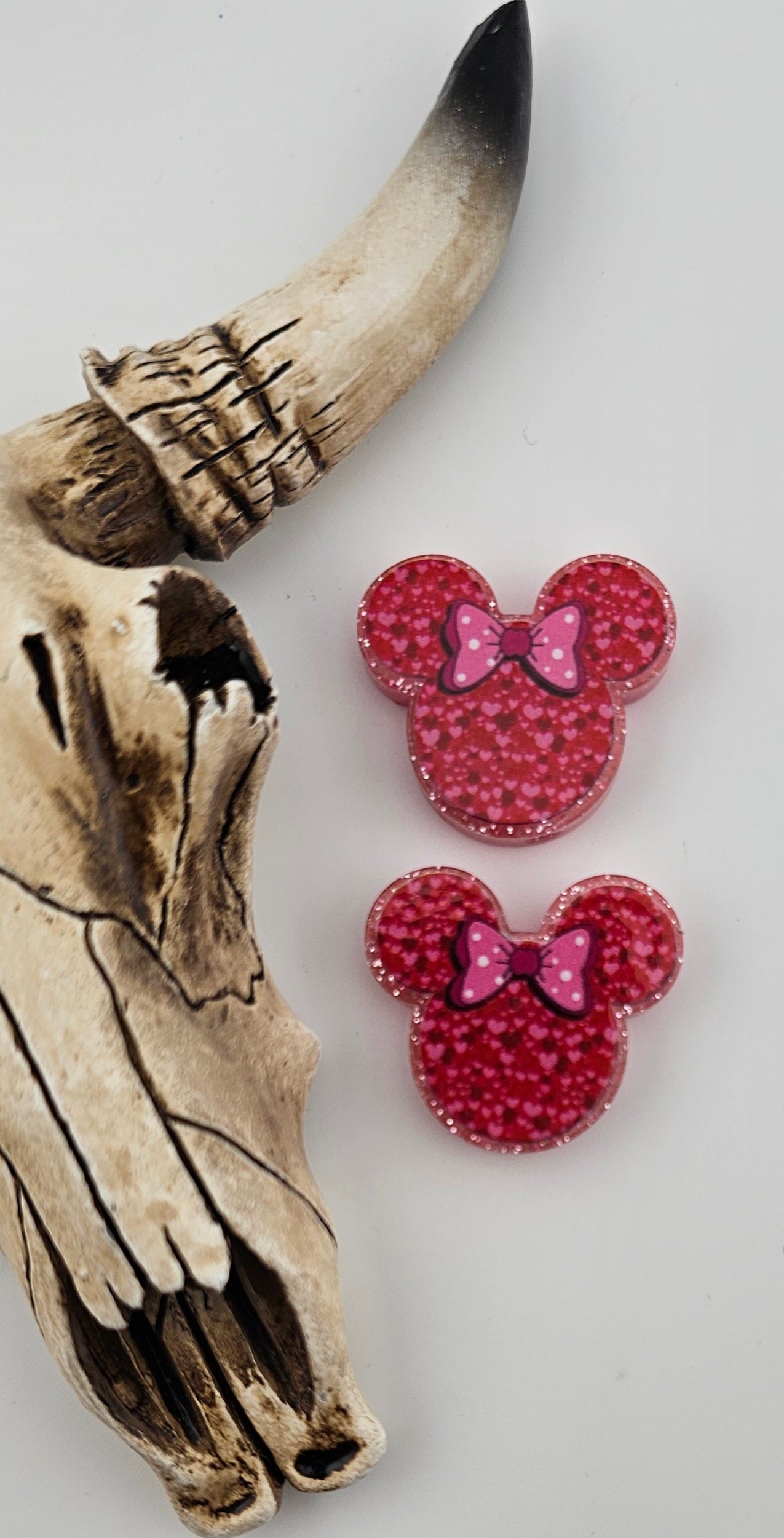 Acrylic Red Ears with Hearts Focal - AF103