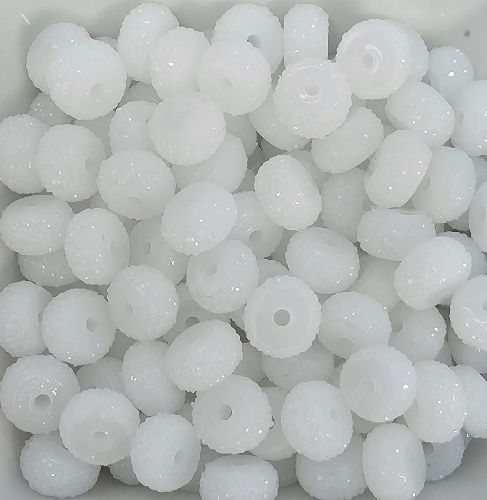 Resin Rhinestone Spacer 12mm Crystal White #36