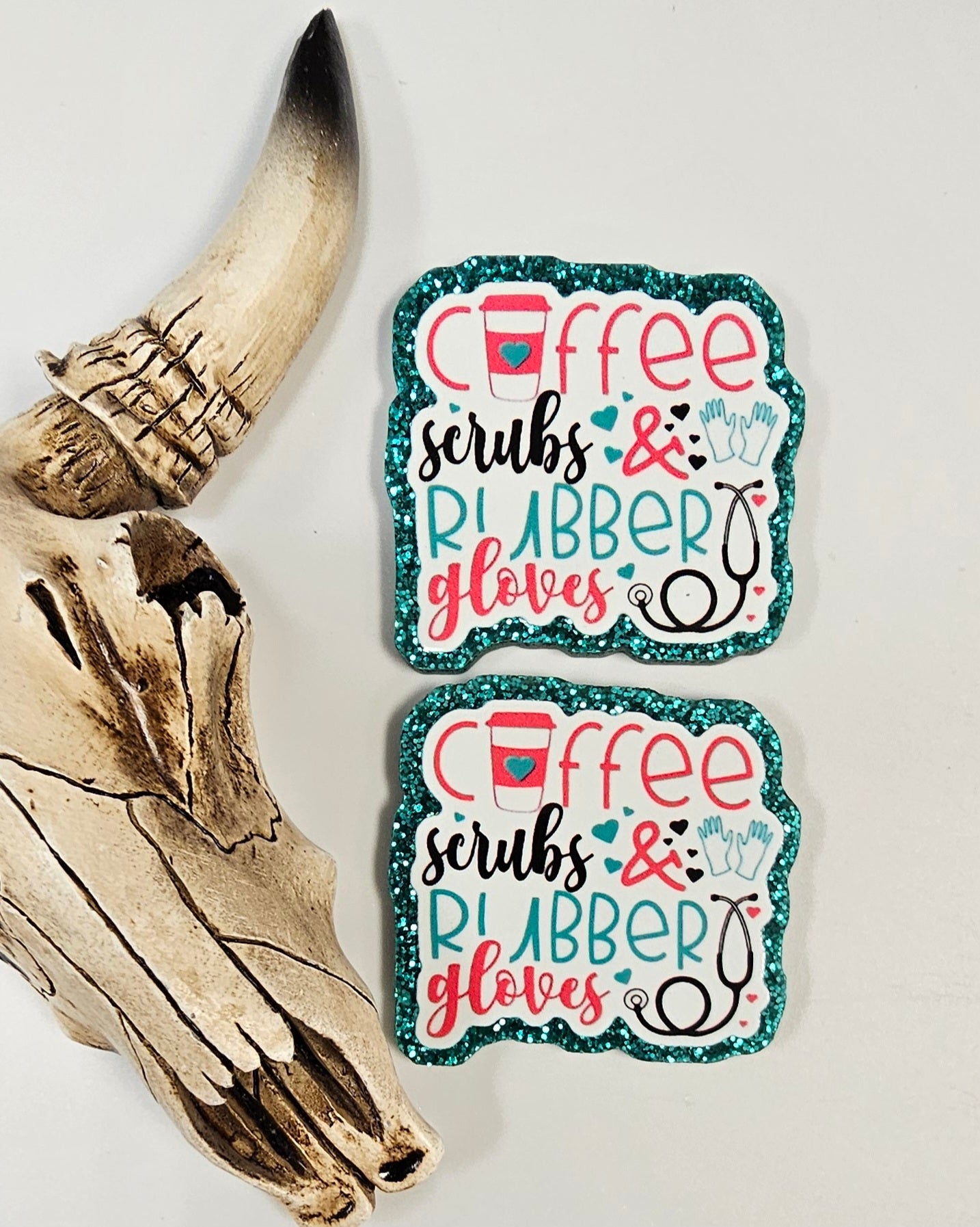 Flatback Coffee Scrubs and Rubber Gloves 450