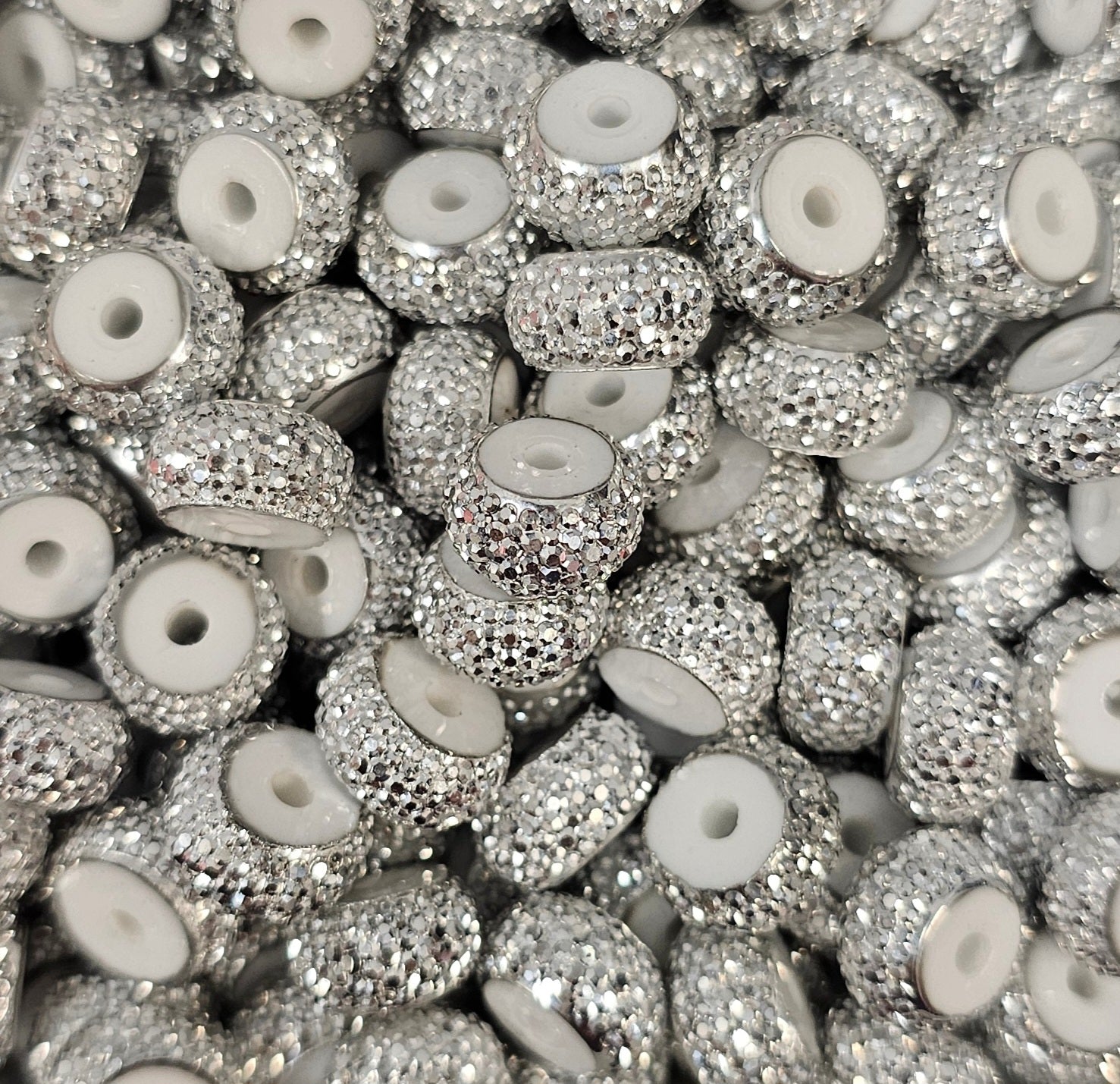 Resin Rhinestone Spacer 12mm Silver