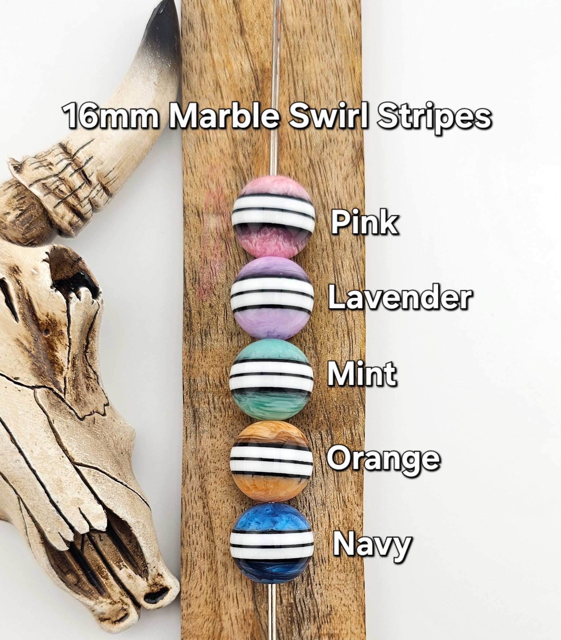 16mm Acrylic Marble Swirl Stripes