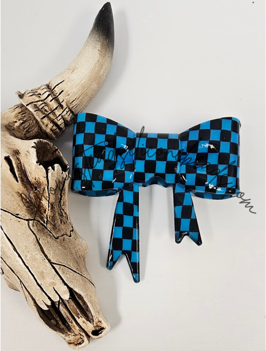 Straw Topper Bow Focal 2in1 - Checkered Glossy
