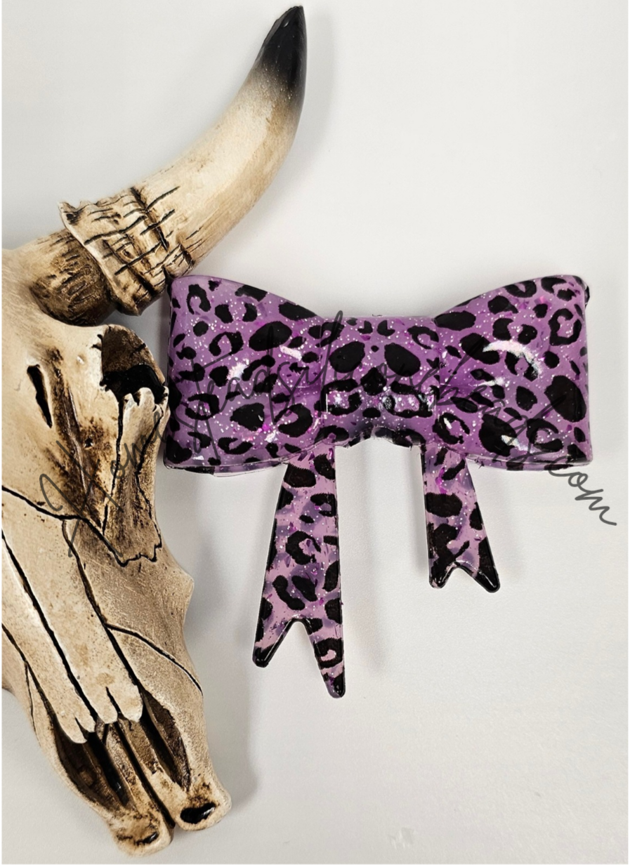 Straw Topper Bow Focal 2in1 - Cheetah Glitter Glossy