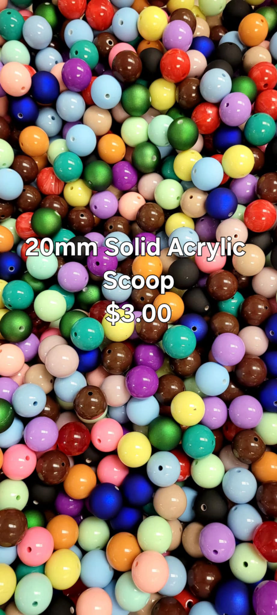 20mm Acrylic Scoop - Solid Colors 28ct