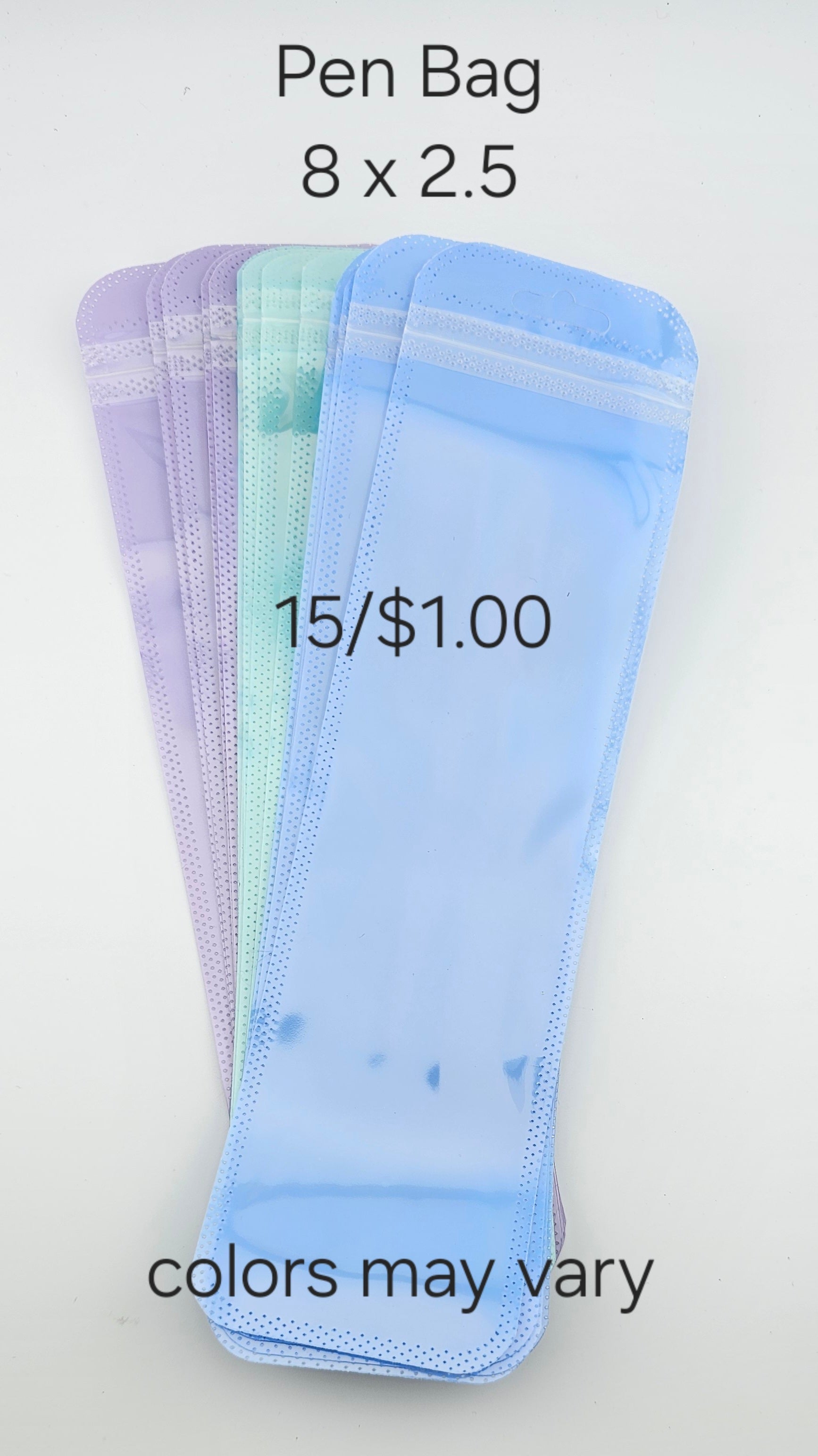 Pen Bag 15CT Mix Large (2.5 x 8) inches approximately *colors may vary*