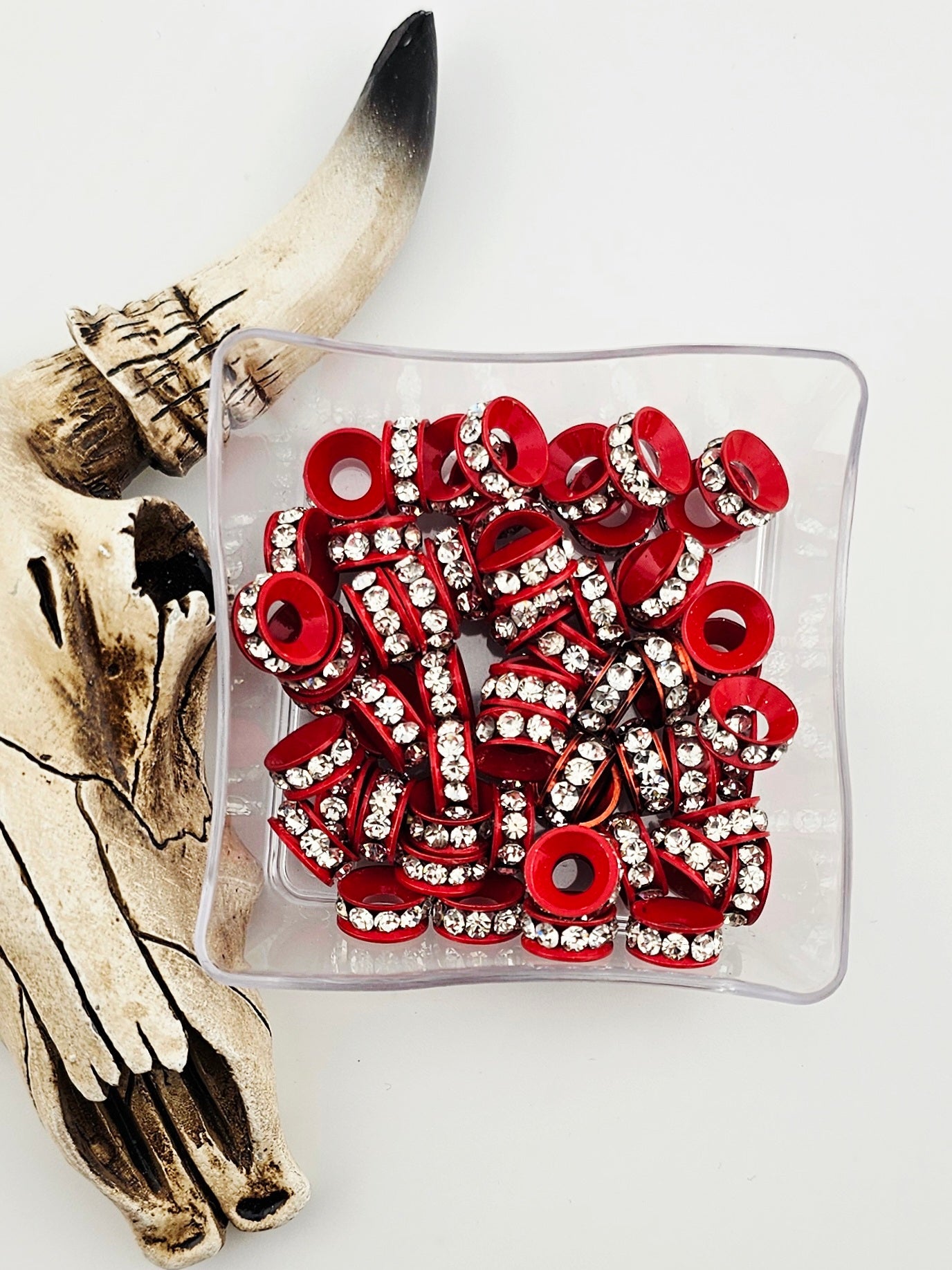 10mm Rhinestone Matte Red Spacer