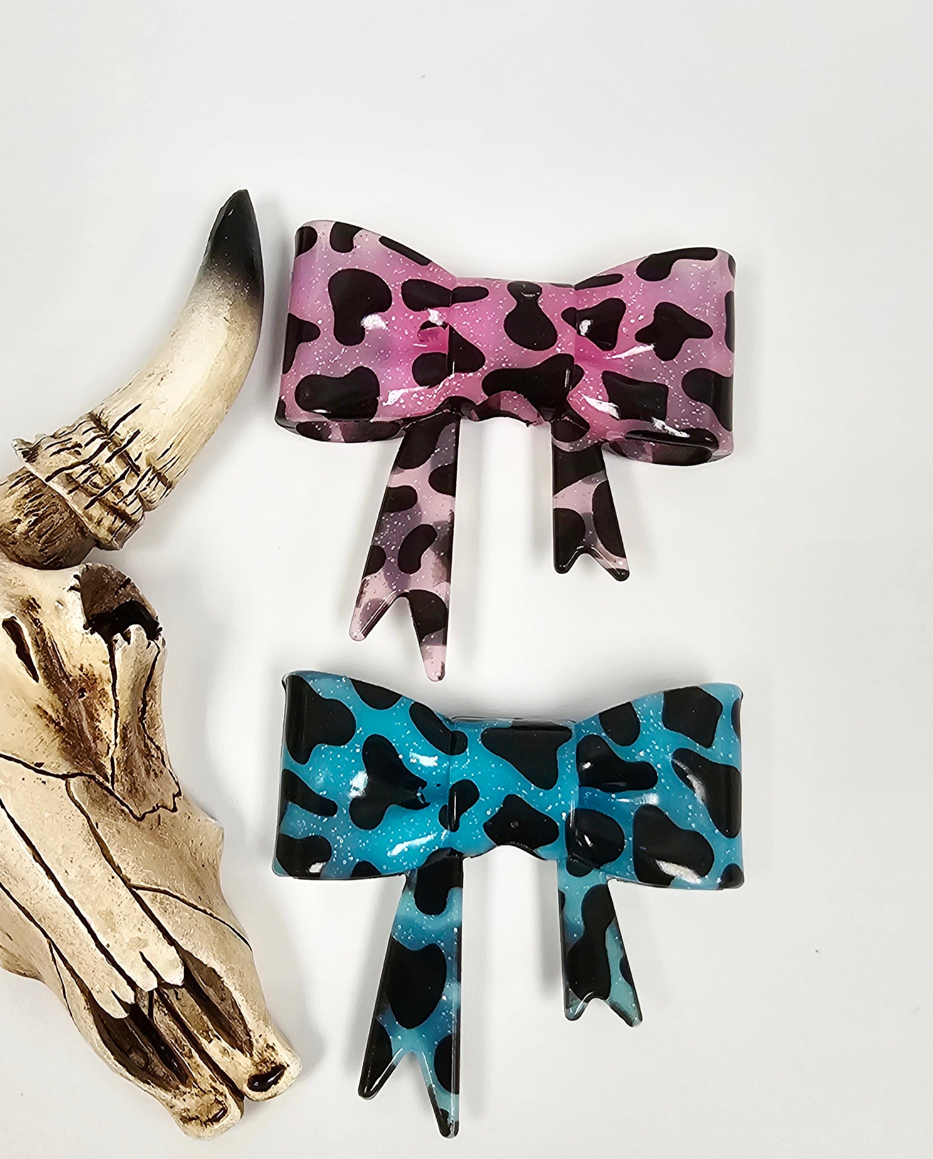 Straw Topper Bow Focal 2in1 - Cow Glitter Glossy