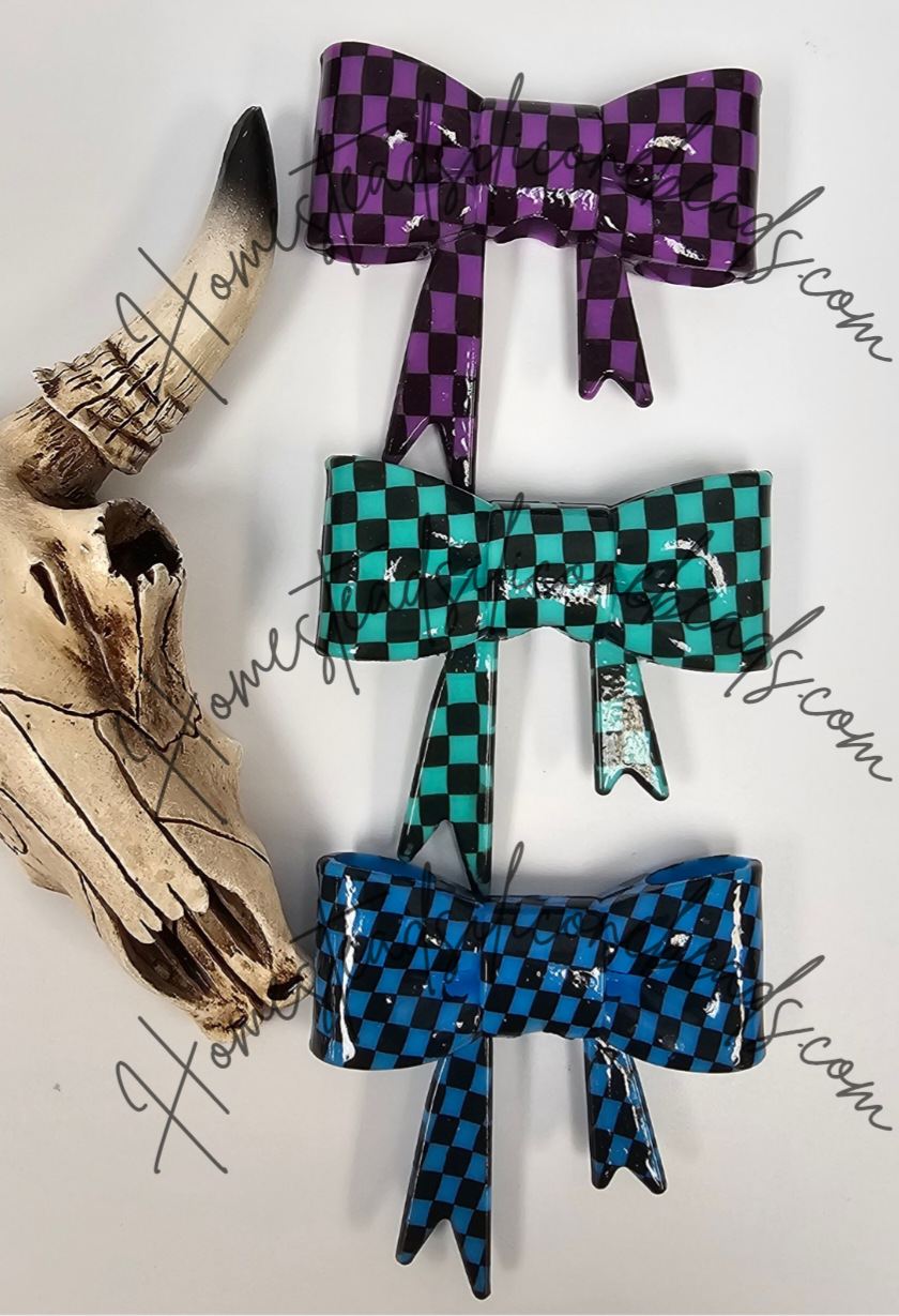 Straw Topper Bow Focal 2in1 - Checkered Glossy