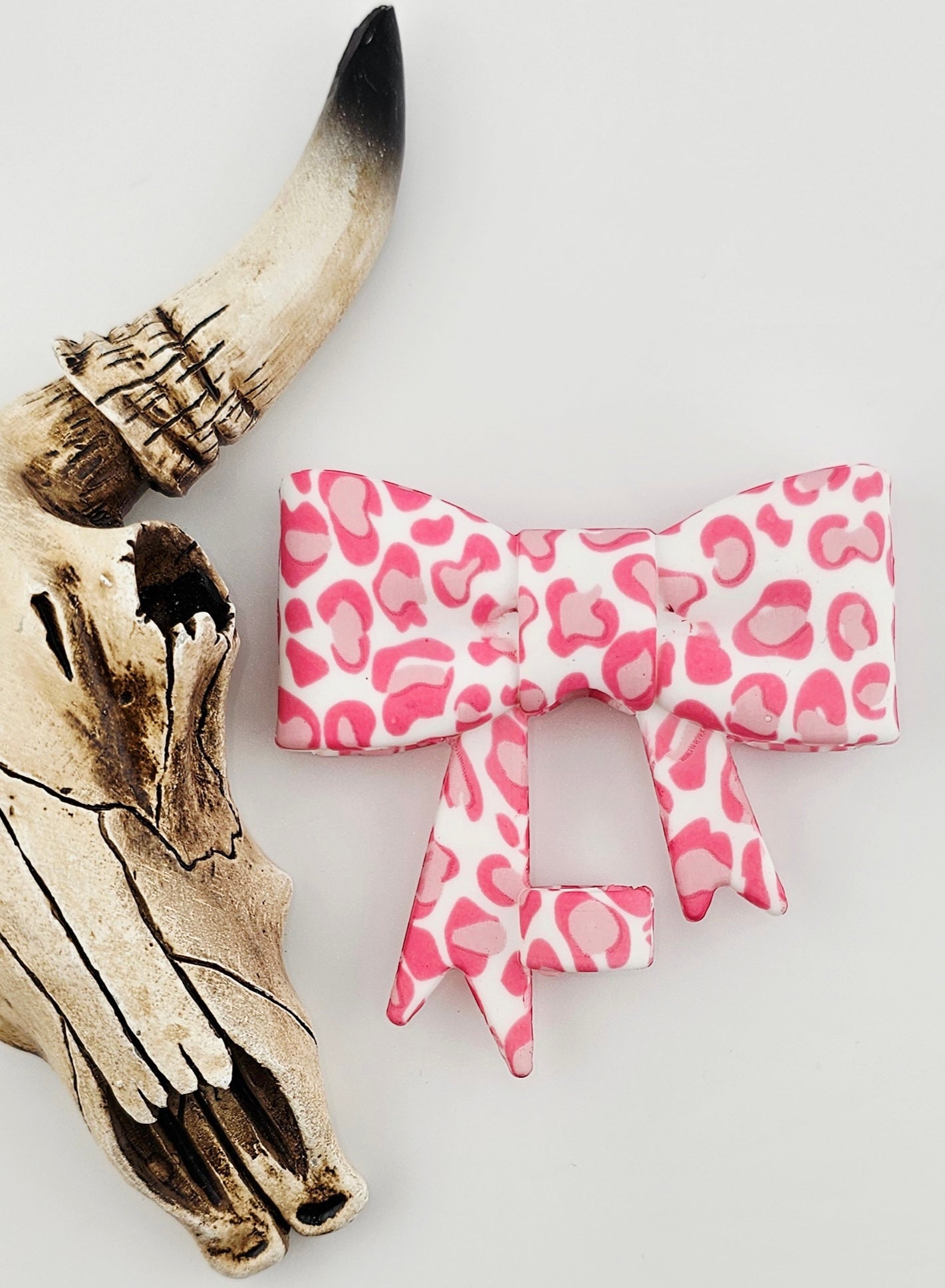 Straw Topper Bow Pretty in Pink Leopard