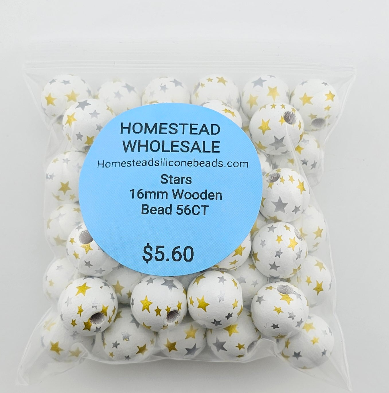 Stars 16mm Wooden Bead 56CT