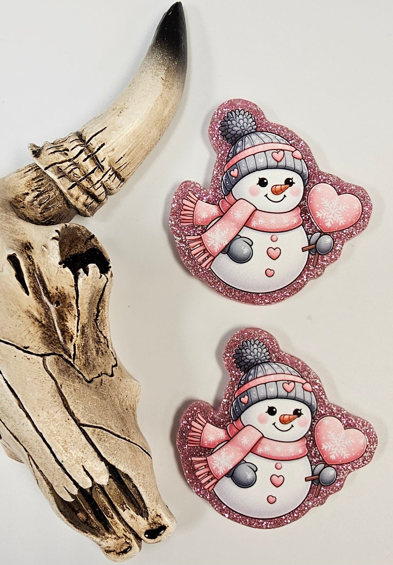 Flatback Pink Love Snowman 497