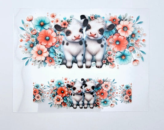 Mini Tumbler Wrap UV DTF Baby Cows 23