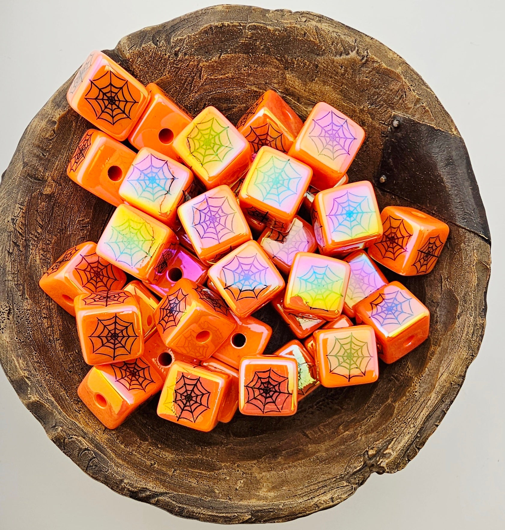 Orange Spiderweb Square Acrylic