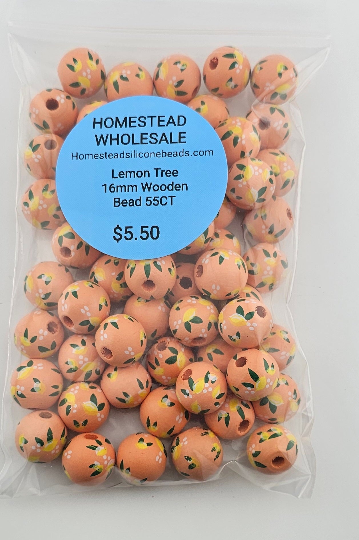 Lemon Tree 16mm Wooden Bead 55CT
